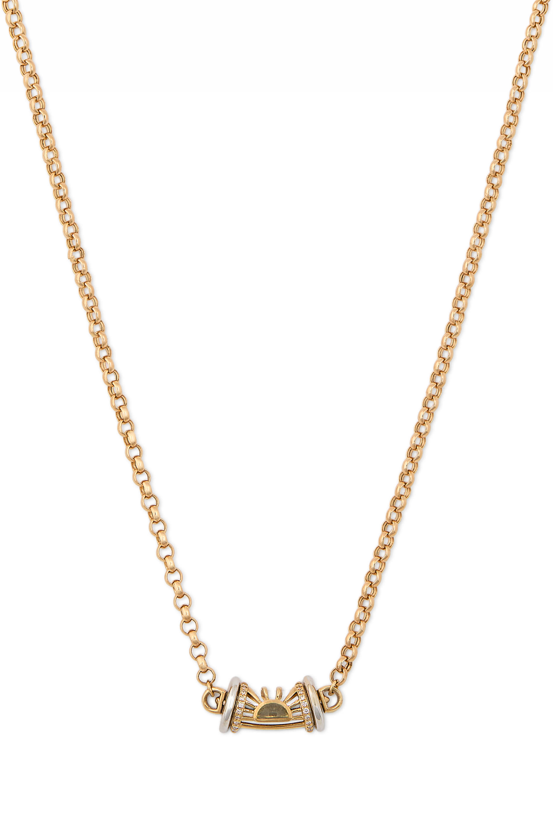 Warrior Dawn Necklace, 18K Yellow Gold with Diamonds & Orange Topaz