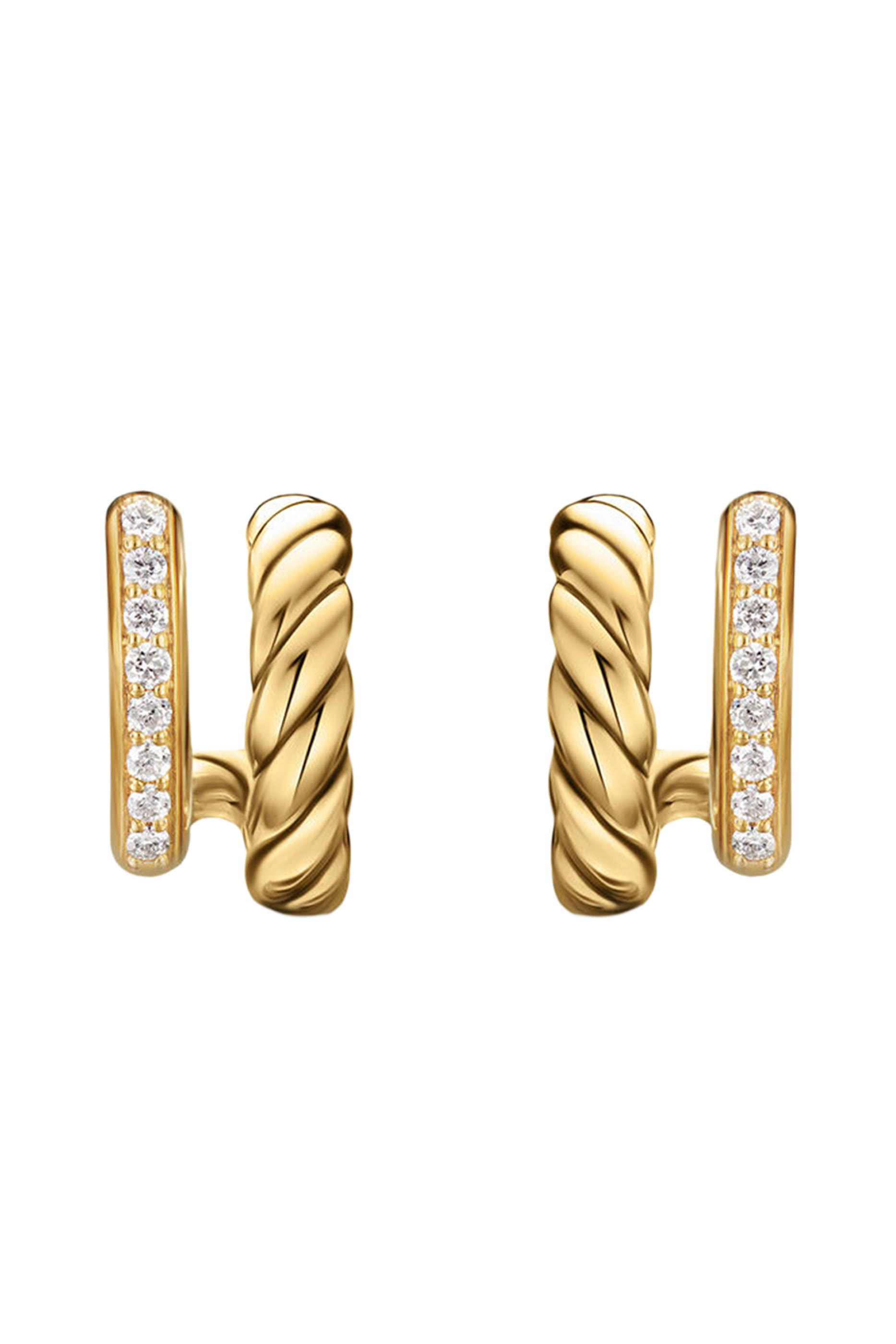 Mercer&reg; Two Row Hoop Earrings, 18K Yellow Gold & Diamonds