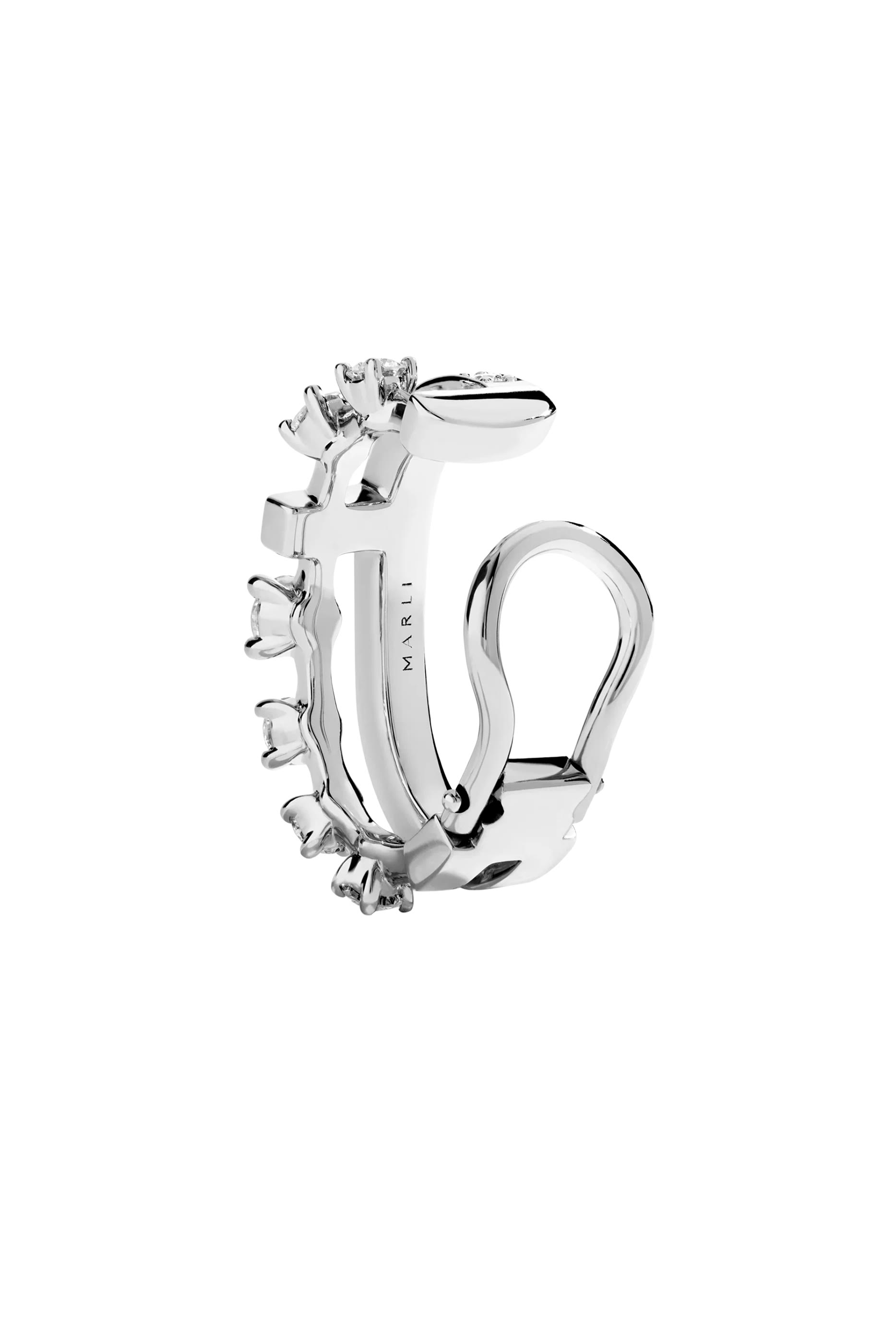 Avenues Single Cuff Earring, 18K White Gold with Diamonds