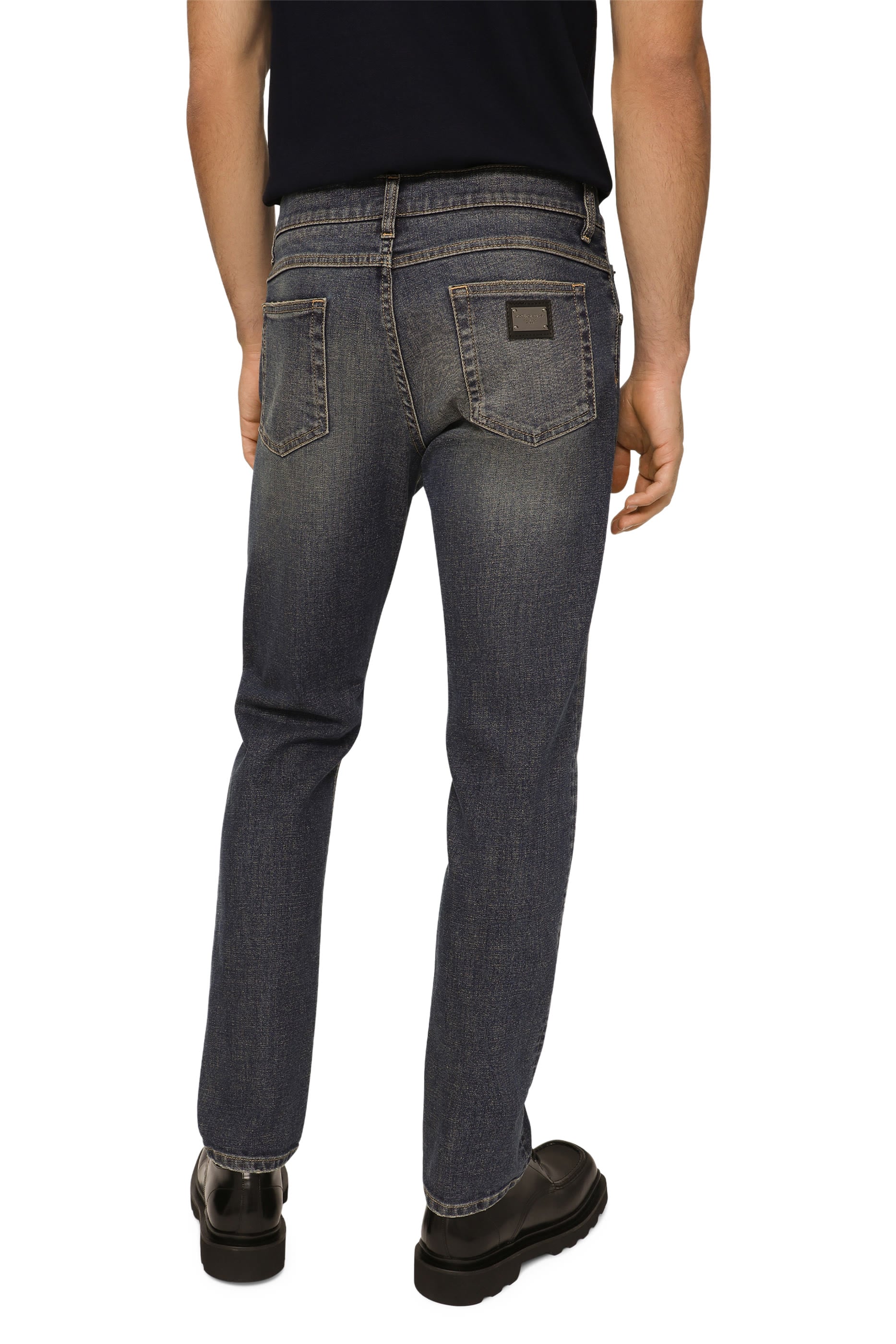 Regular-Fit Washed Stretch Jeans