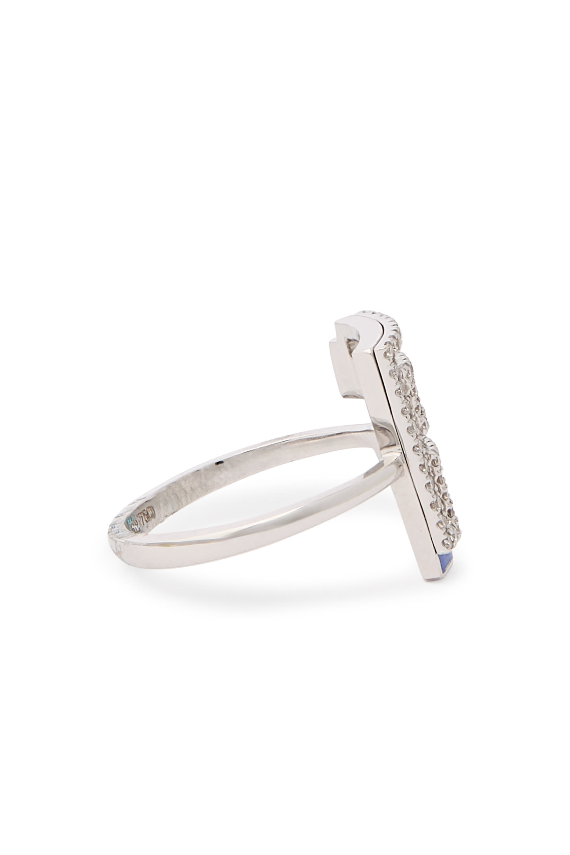 Silhouette Ring, 18K White Gold, Diamonds & Enamel