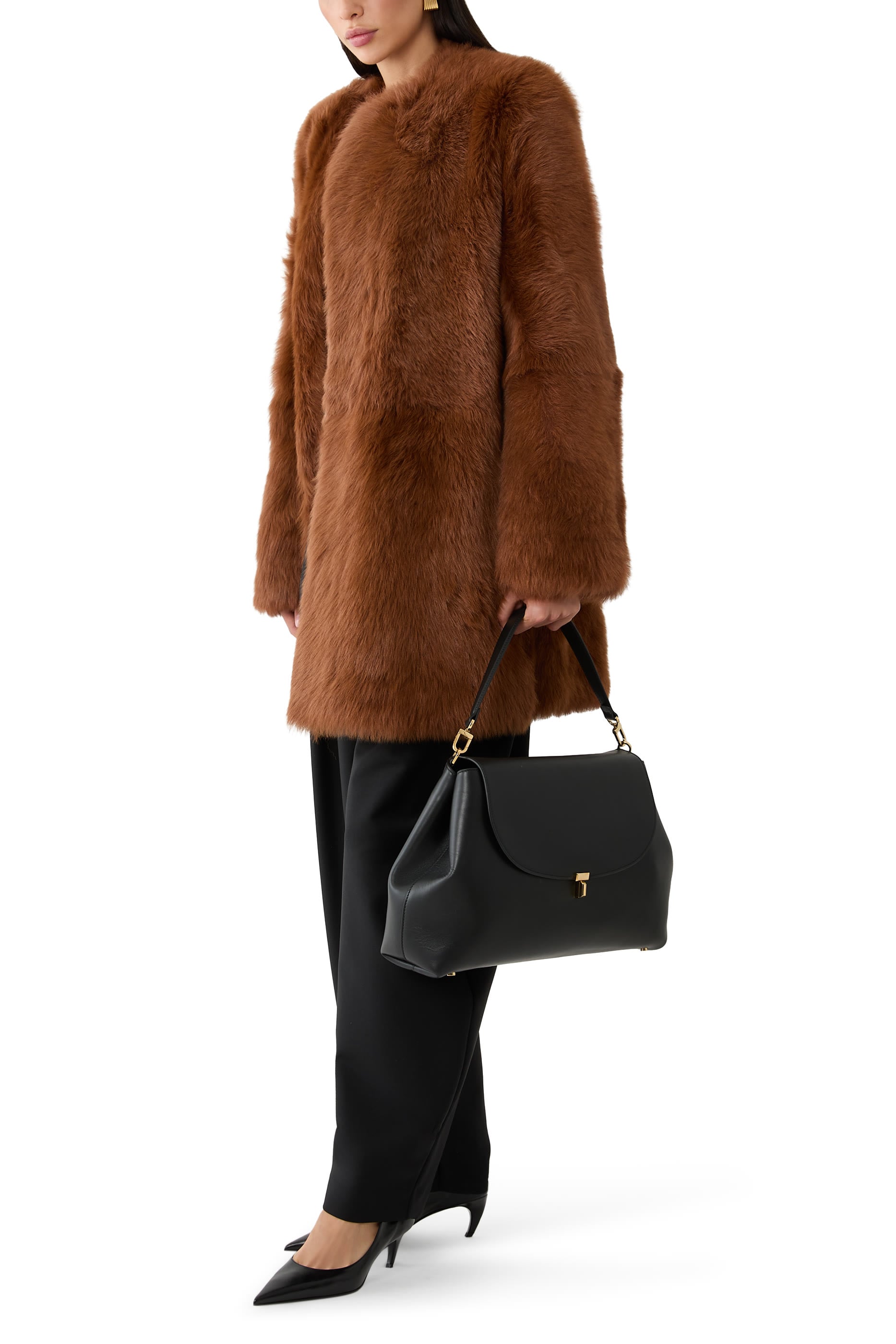 T-Lock Leather Satchel