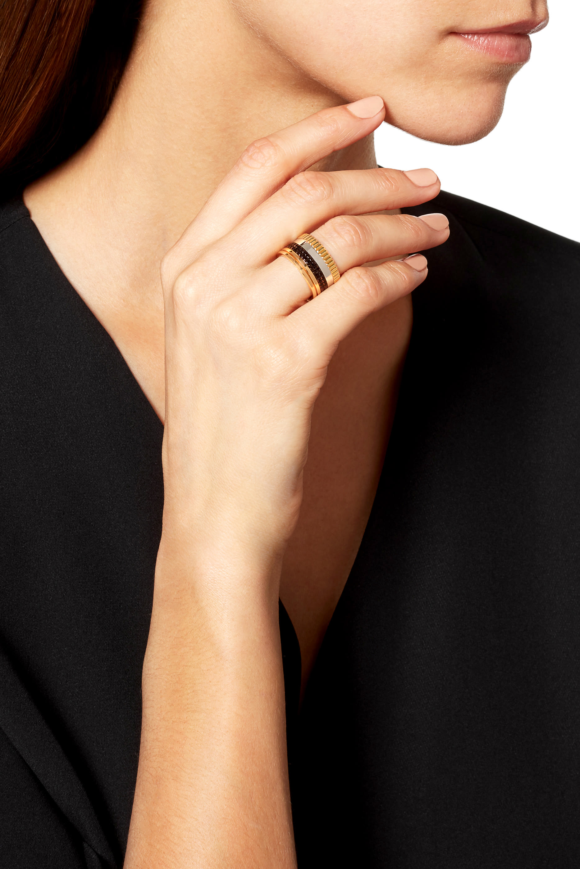 Quatre Classique Large Ring, 18K Mix Gold And Brown Pvd