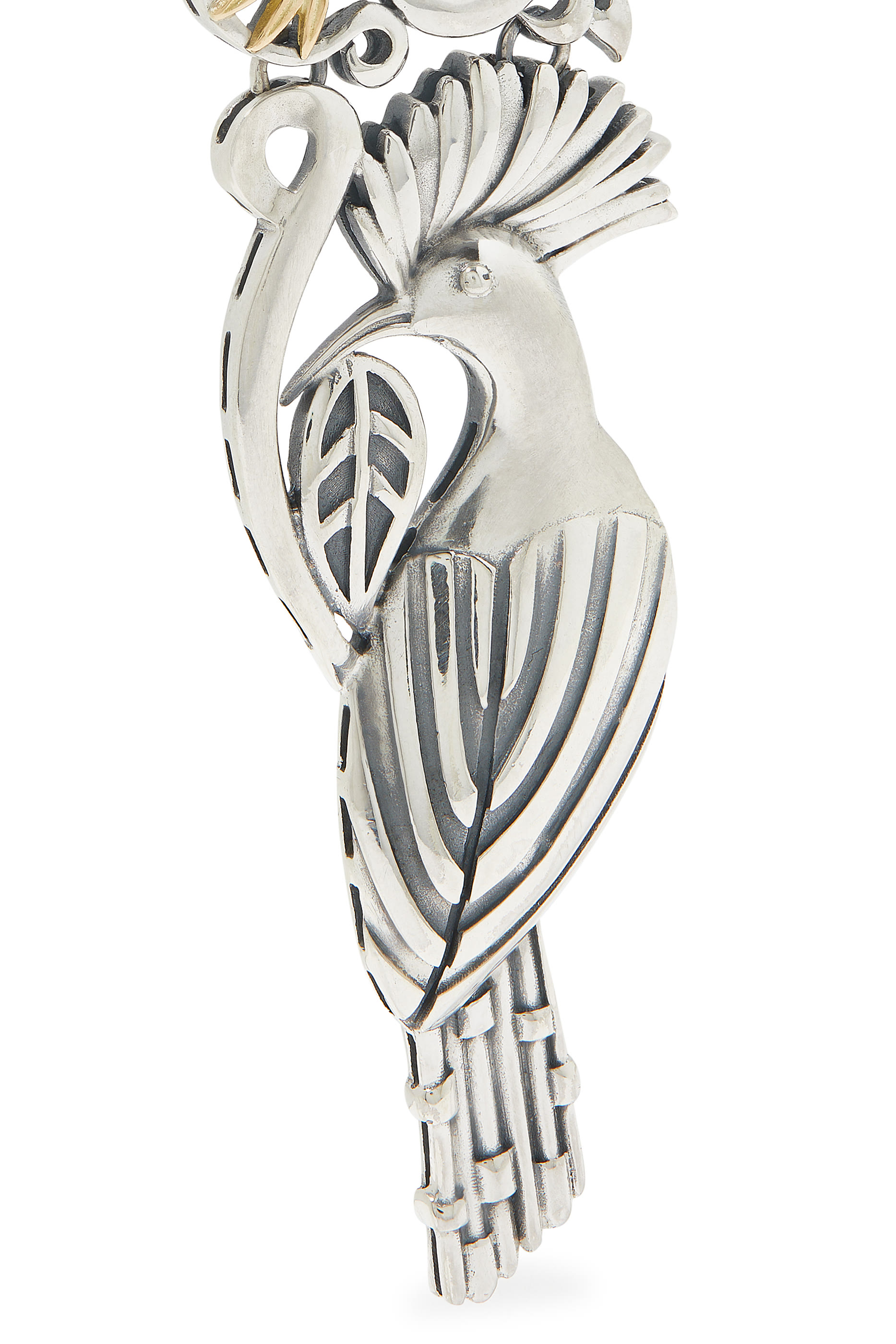 Peace and Wisdom Single Earring, 18k Yellow Gold, Sterling Silver & Topaz