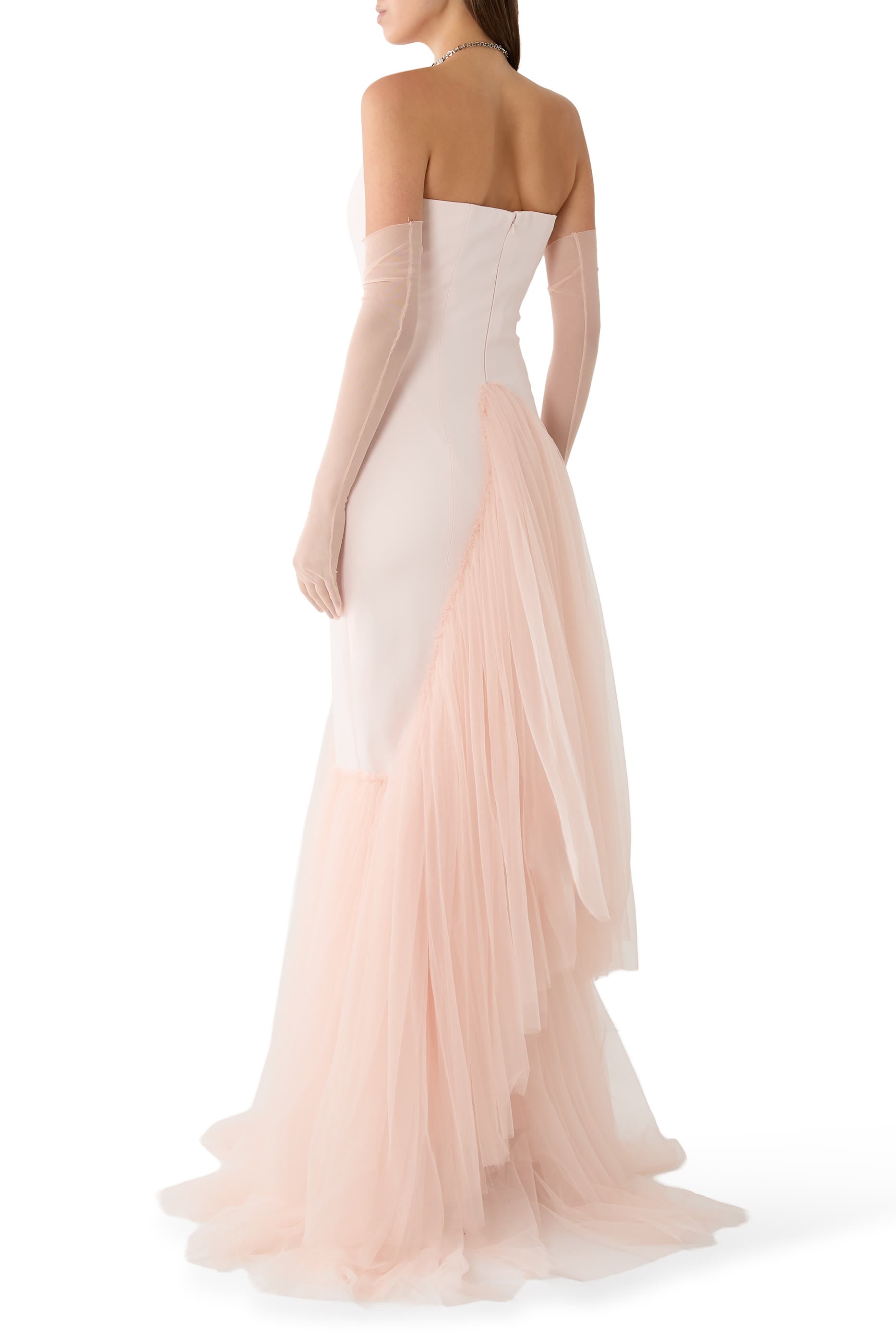 Asymmetric Gathered Trumpet Skirt Gown