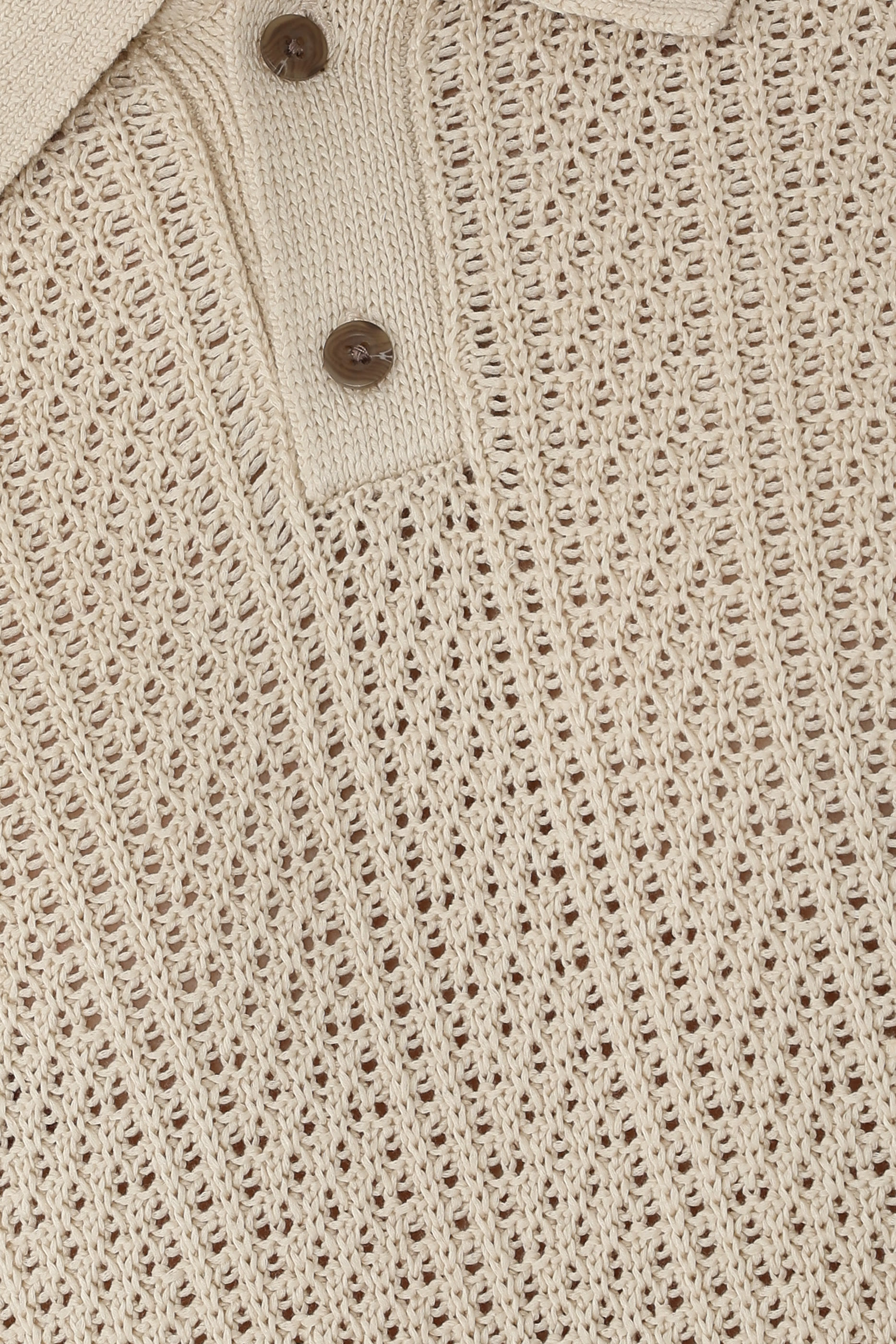 Seed-Stitch Rib Cotton Polo Sweater 
