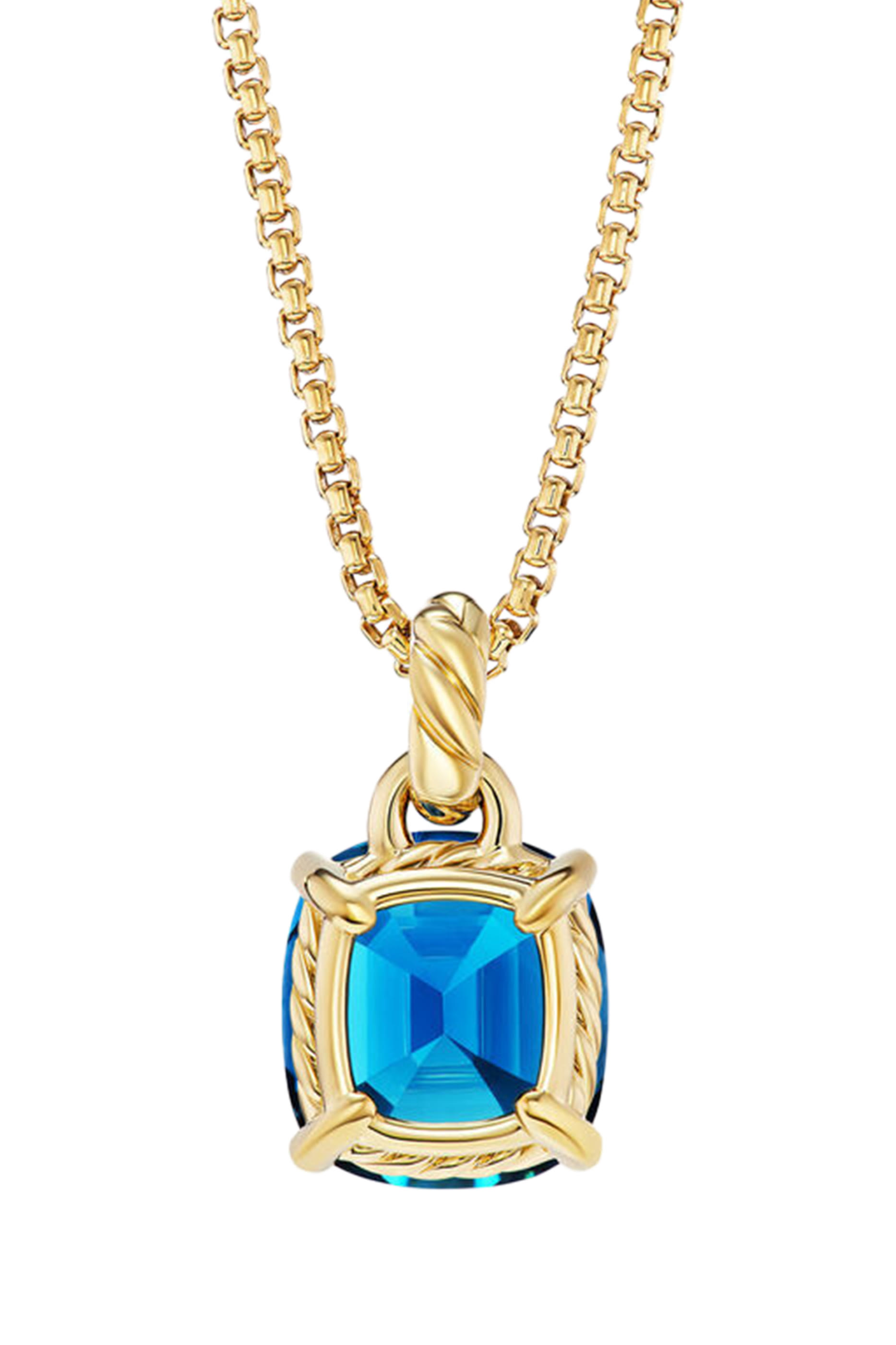 Marbella Amulet, 18K Yellow Gold & Blue Topaz