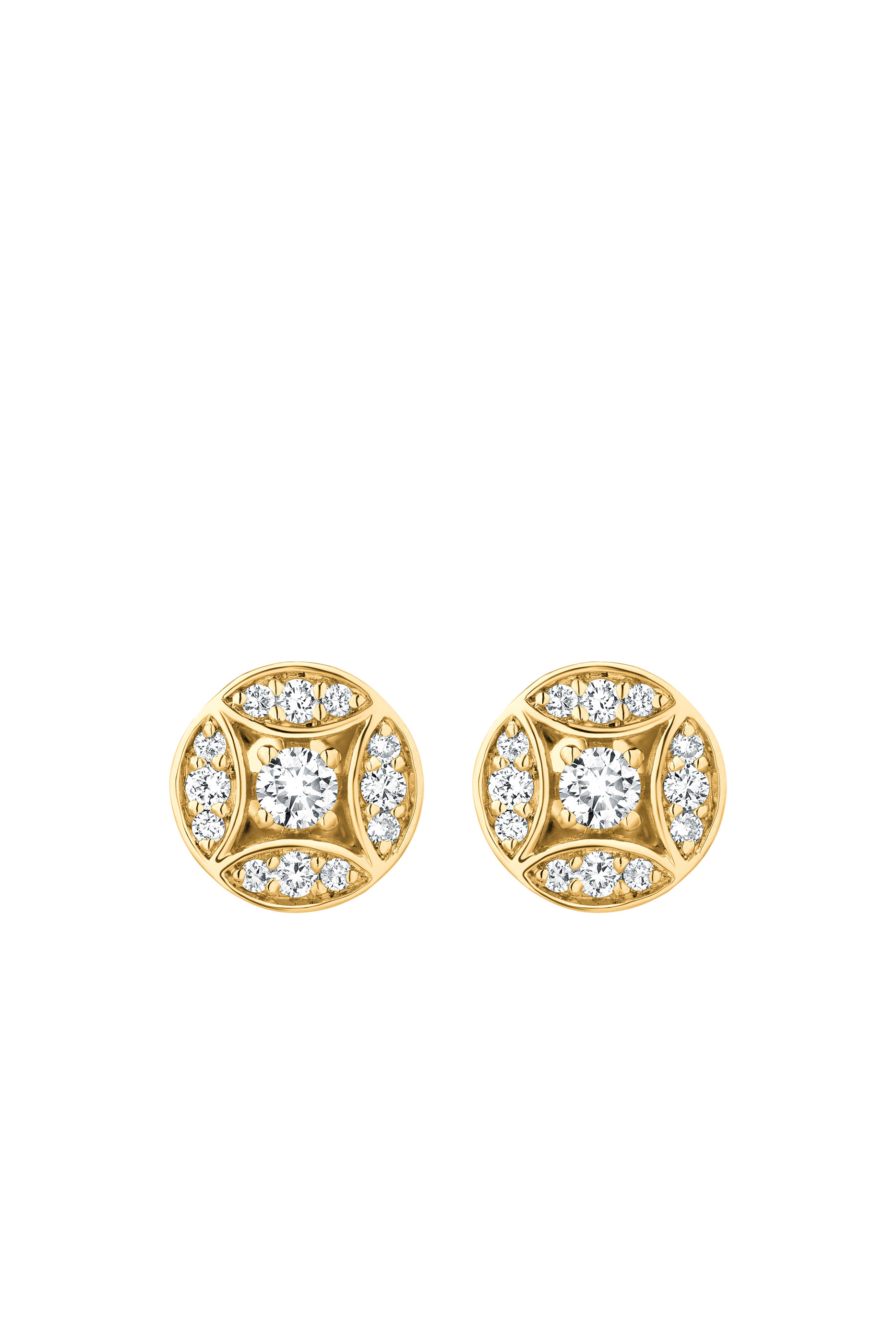 Barq Marquise Circle Stud Earrings, 18k Yellow Gold & Diamonds