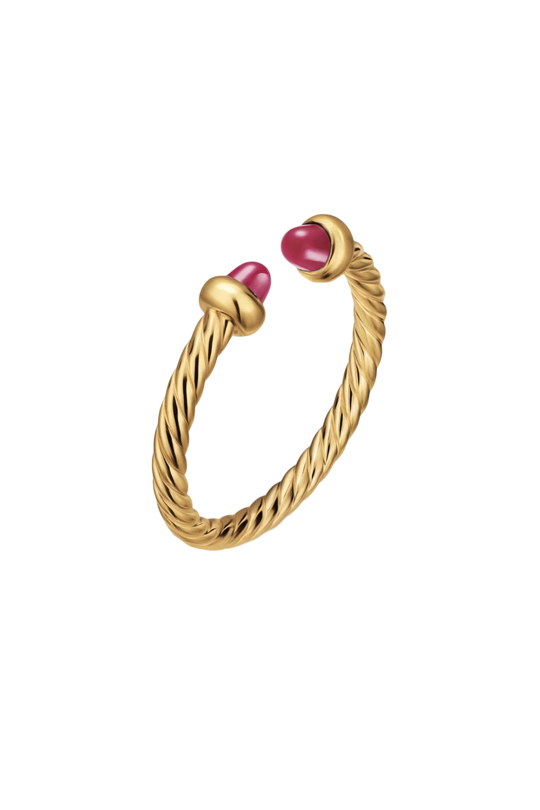 Micro Cablespira® Flex Open Ring, 18k Yellow Gold with Rubies