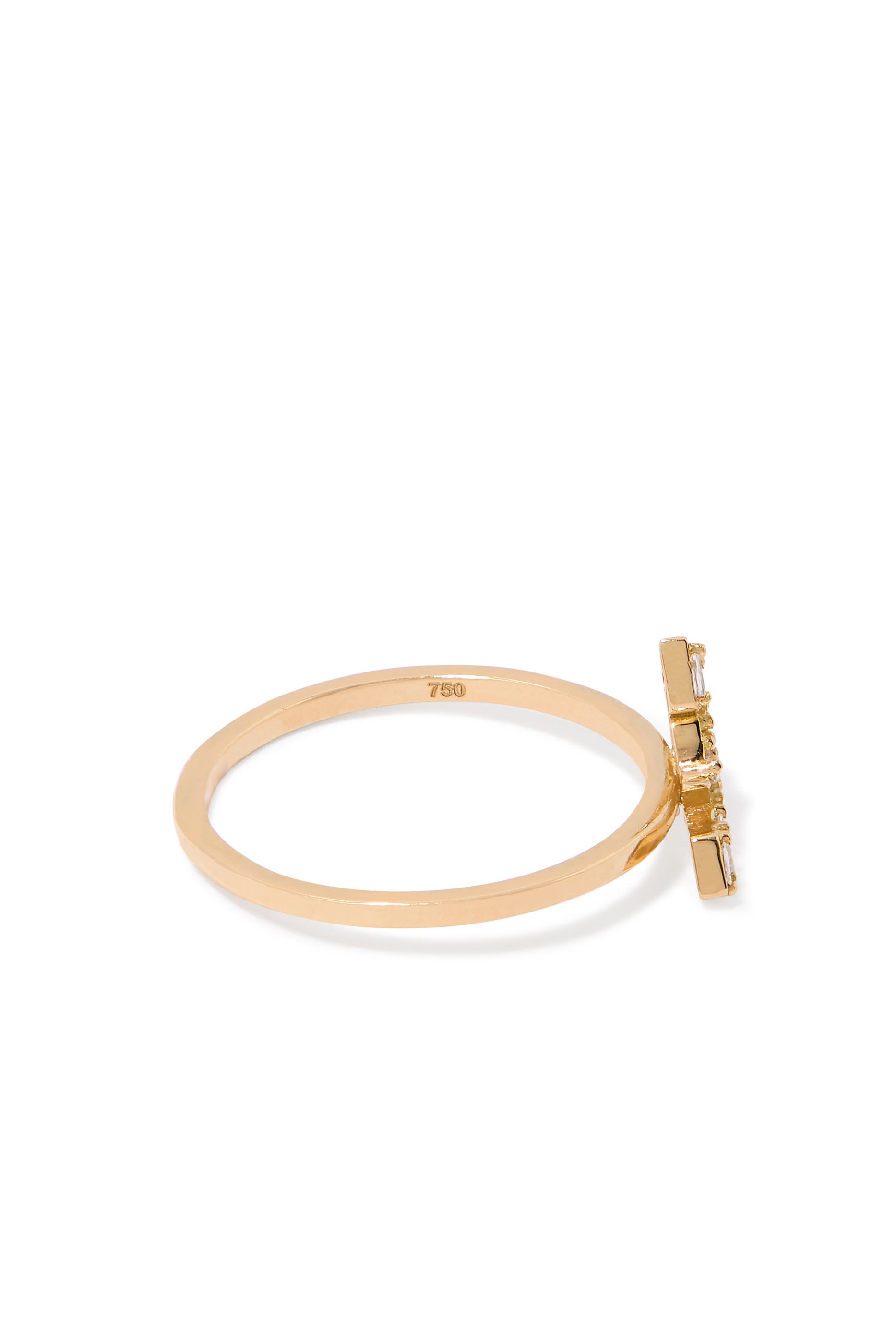 Oula XS Arabic Letter Haa Ring, 18K Yellow Gold & Diamonds