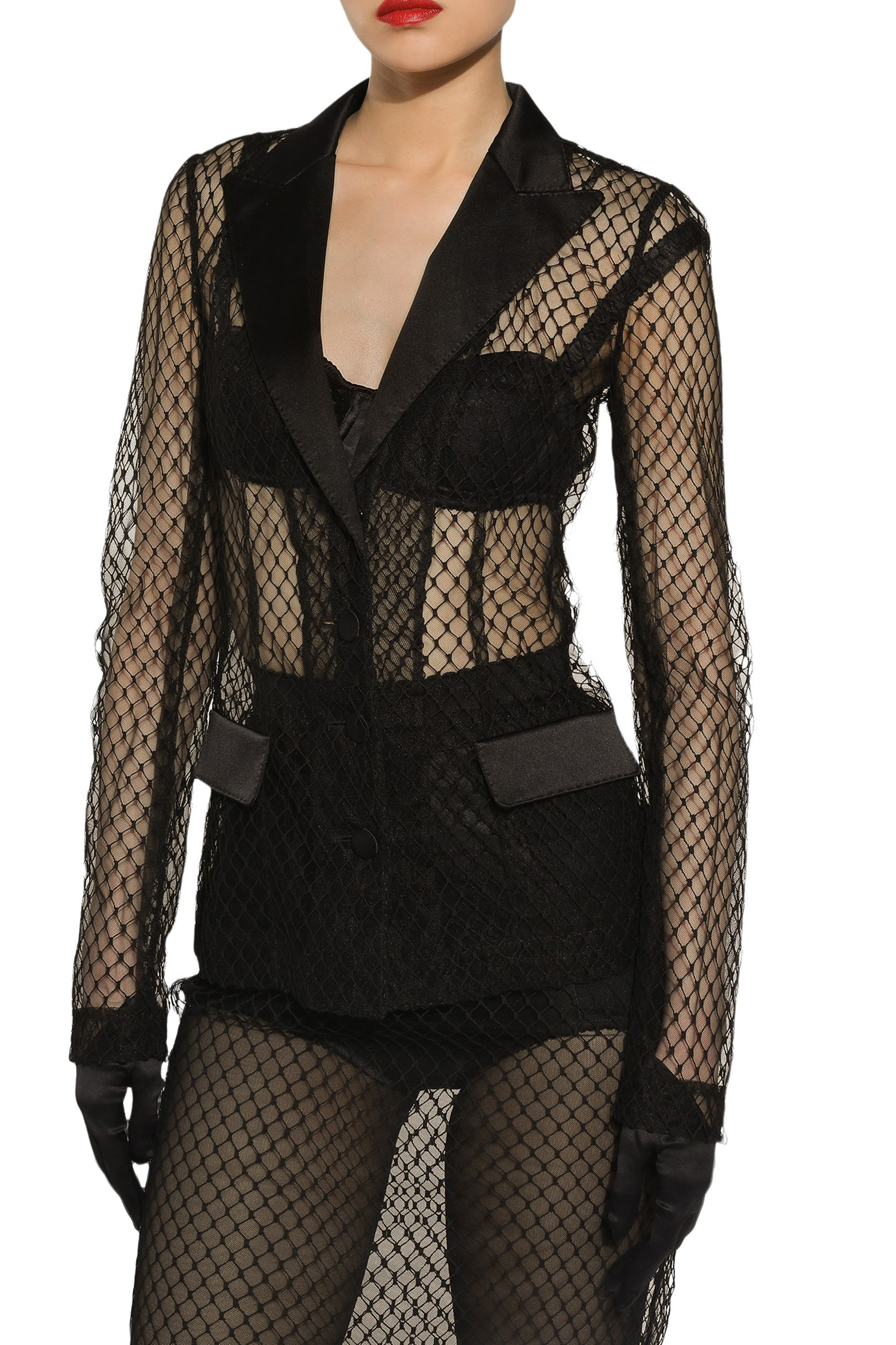 Single-Breasted Mesh Dolce Tuxedo Jacket