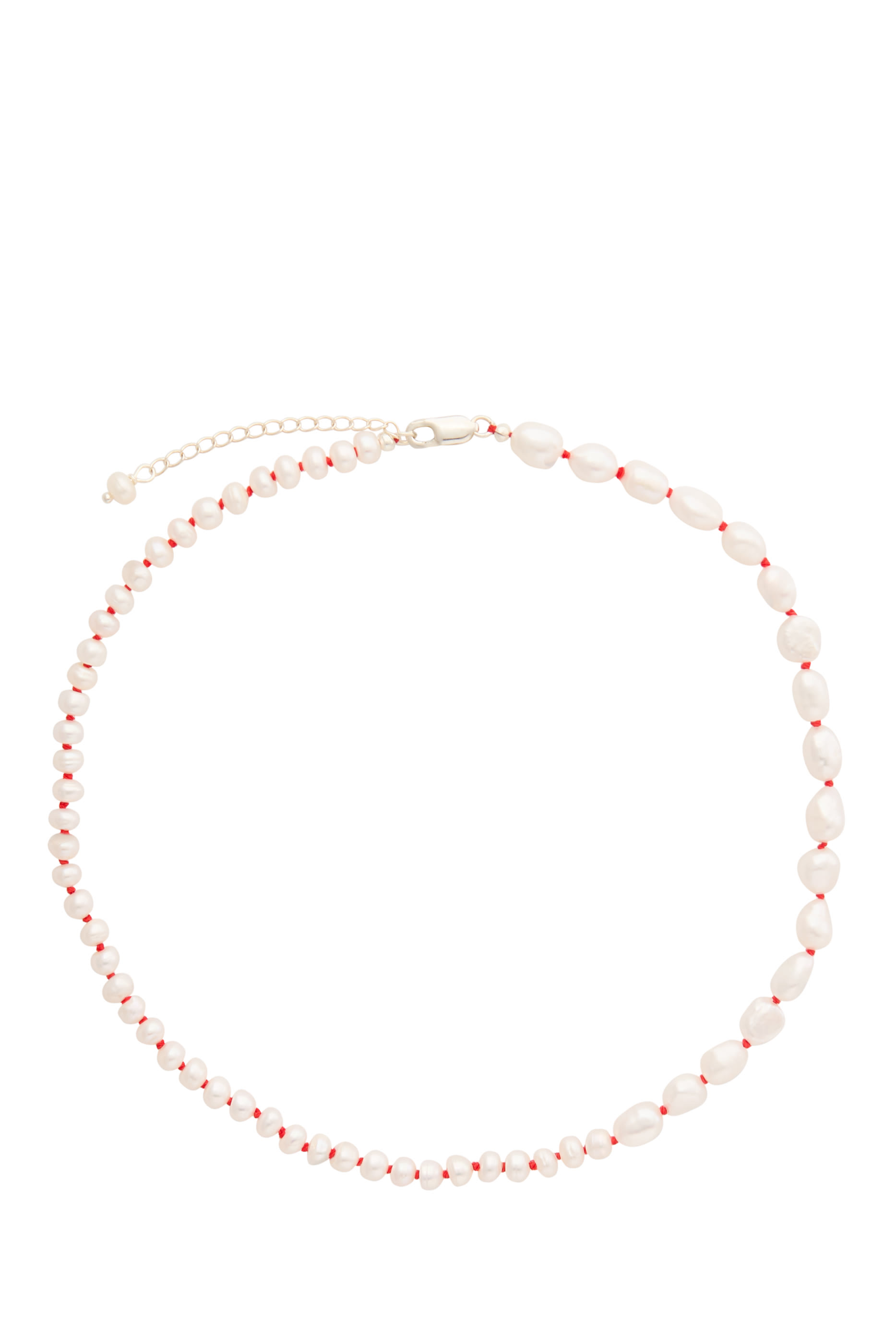The Mira Necklace with Red Cord, Freshwater Pearls