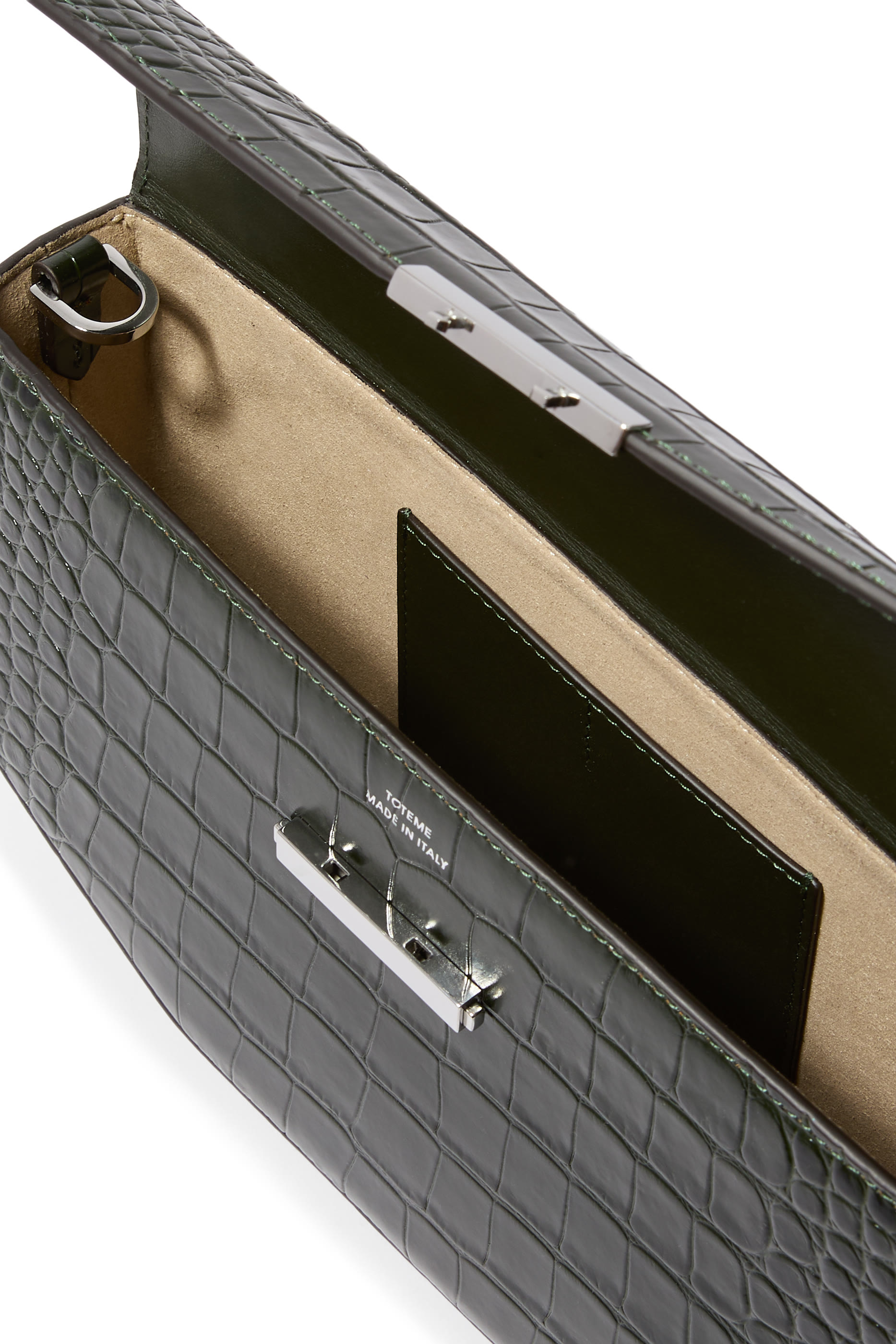 Clip Croco-Embossed Shoulder Bag