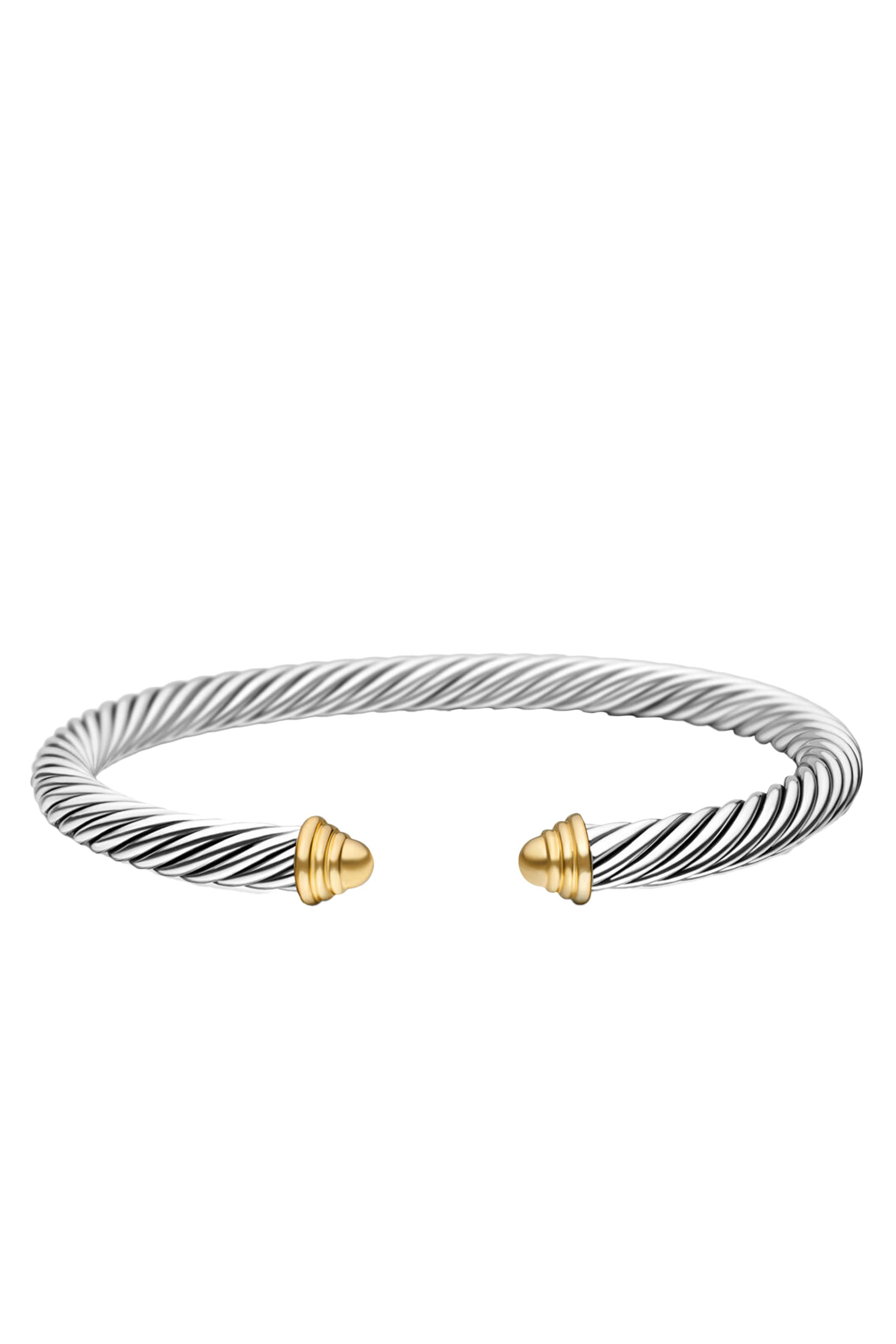 14K Yellow Gold Sterling Silver Classic Cable Bracelet