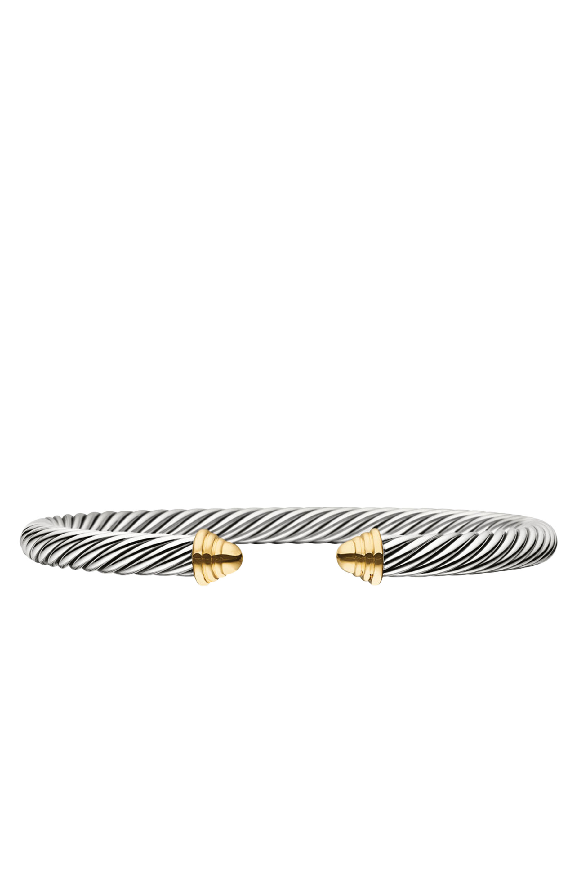 14K Yellow Gold Sterling Silver Classic Cable Bracelet