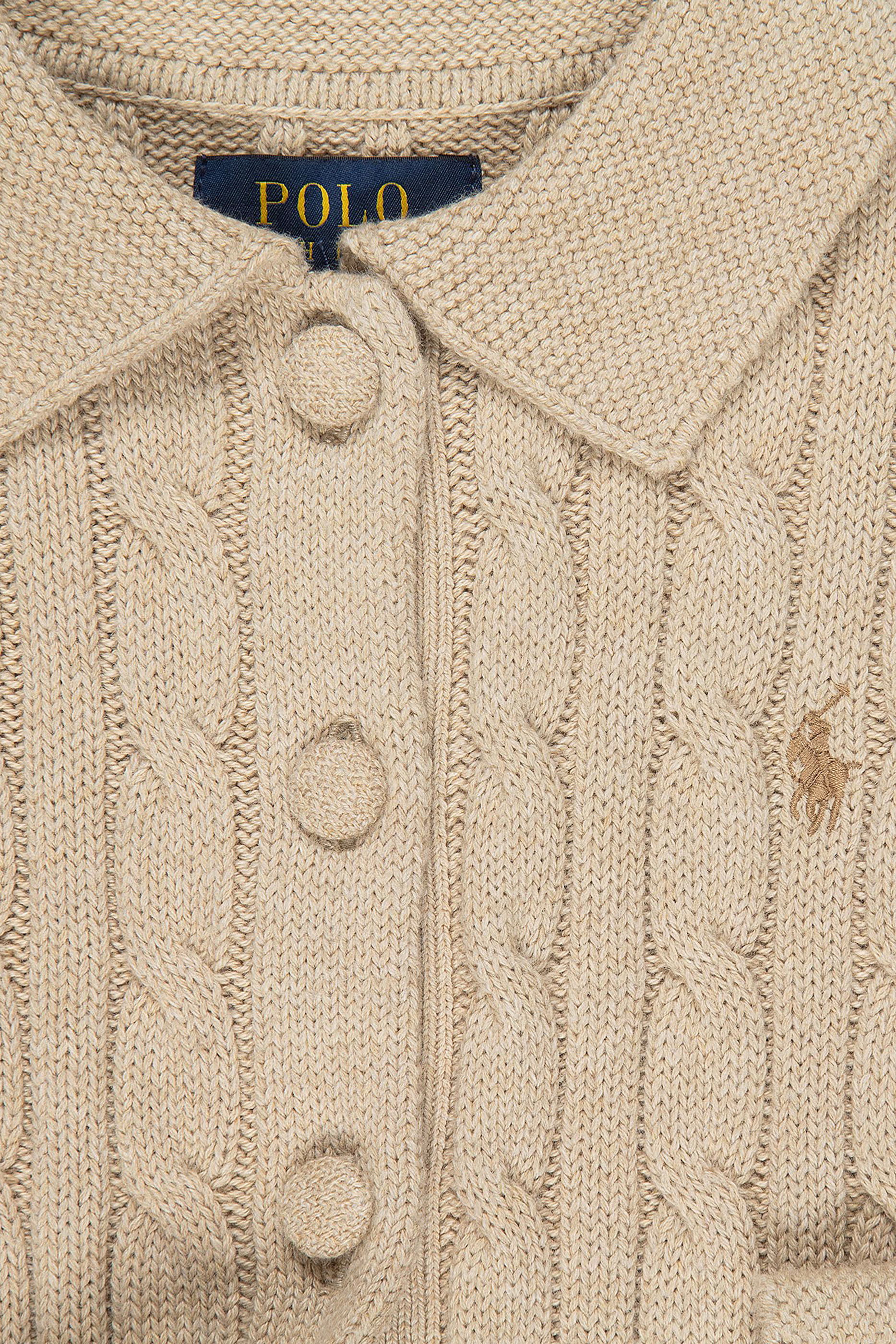 Kids  Cable-Knit Cotton Collared Cardigan