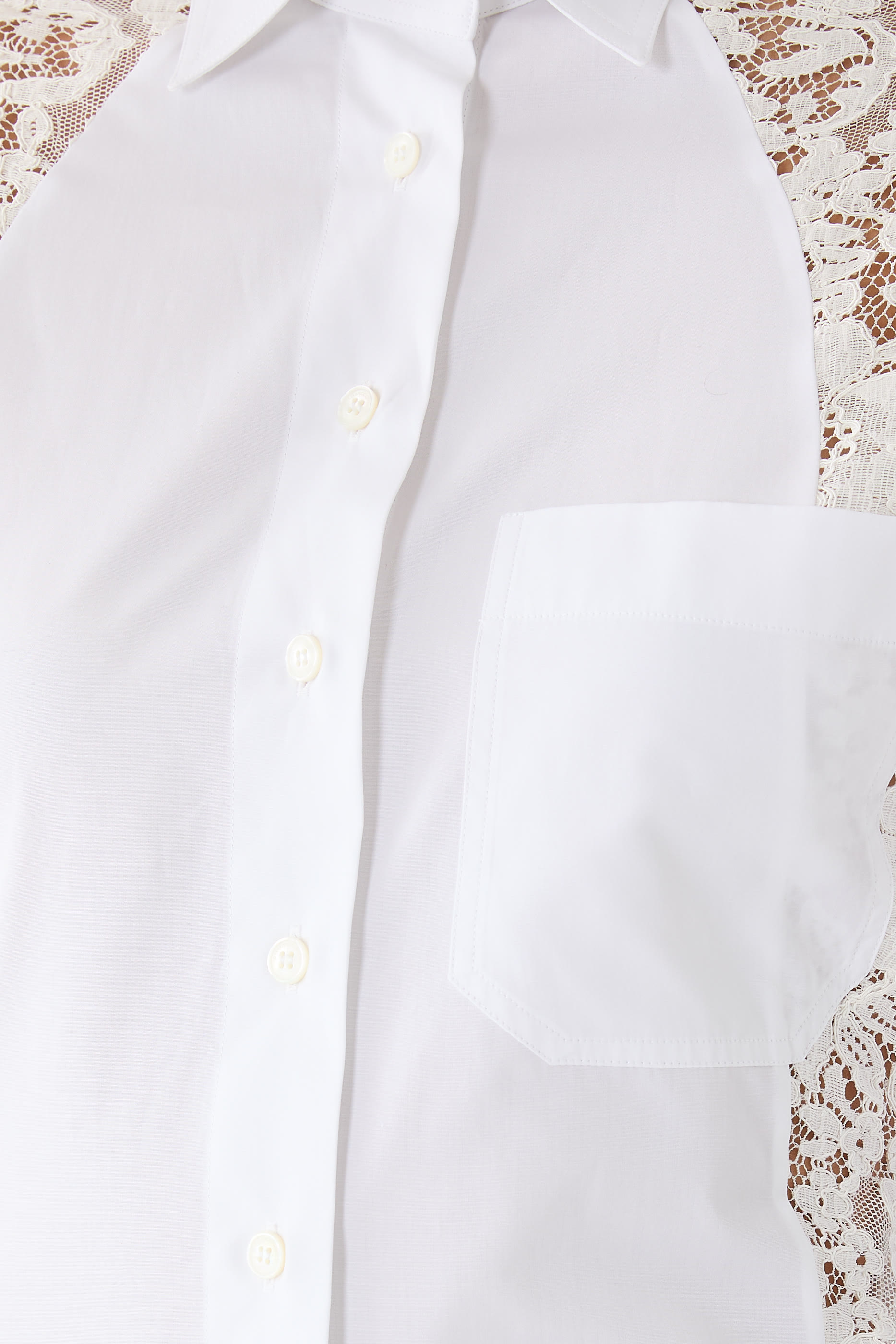 Lace-Paneled Poplin Dress 