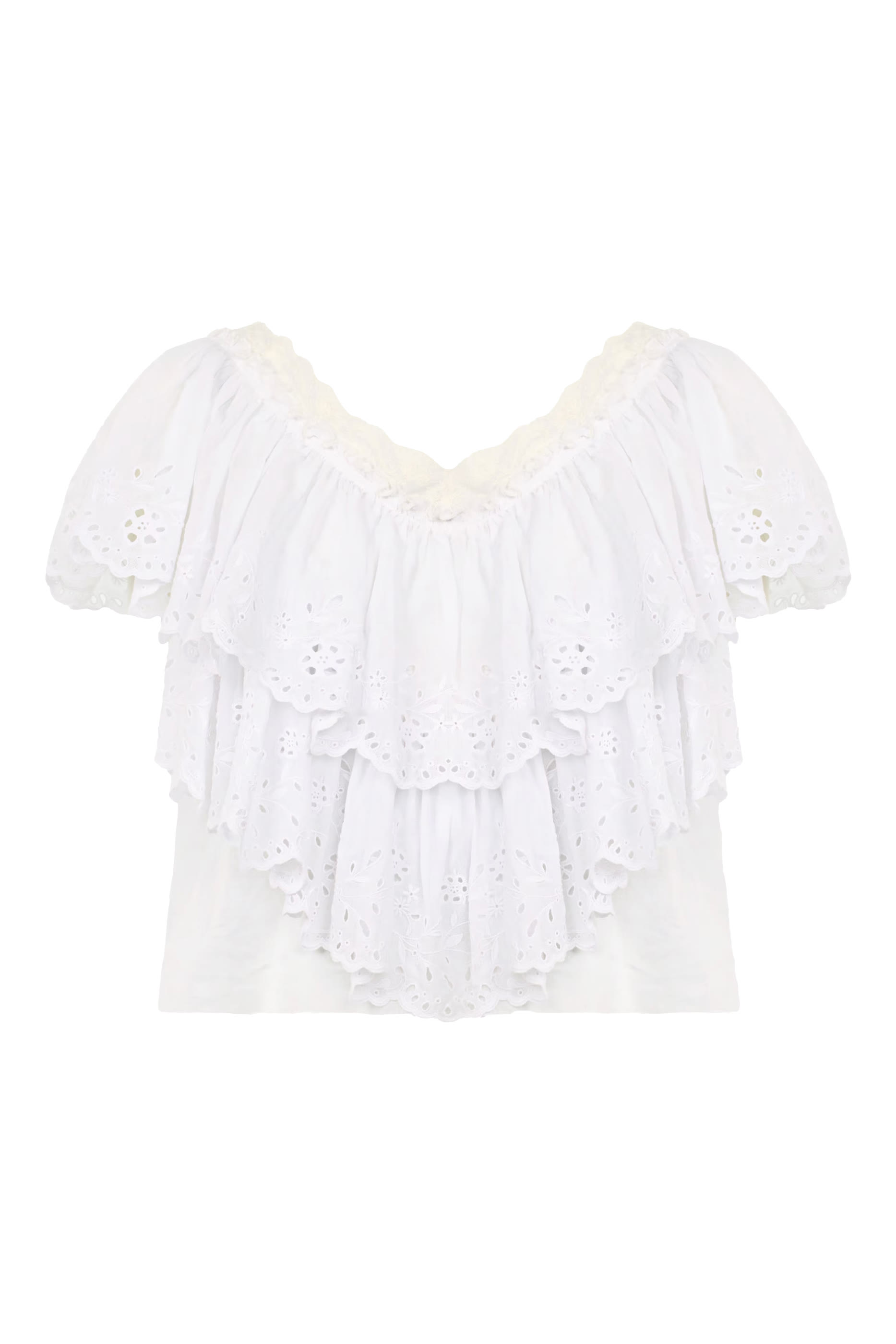 Cropped V-Neck Ruffle Top 