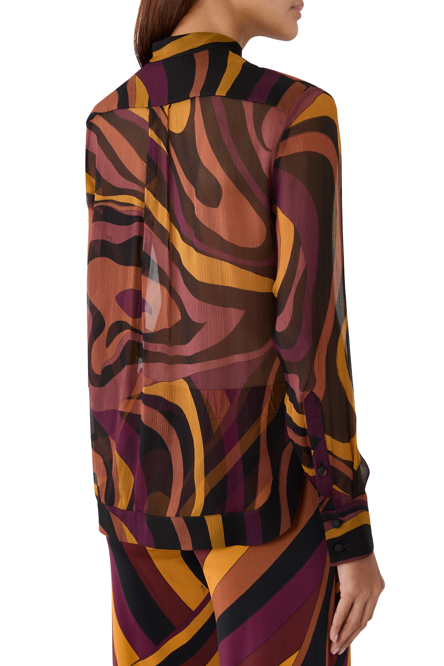 Marmo Sheer Silk Tie Front Blouse 