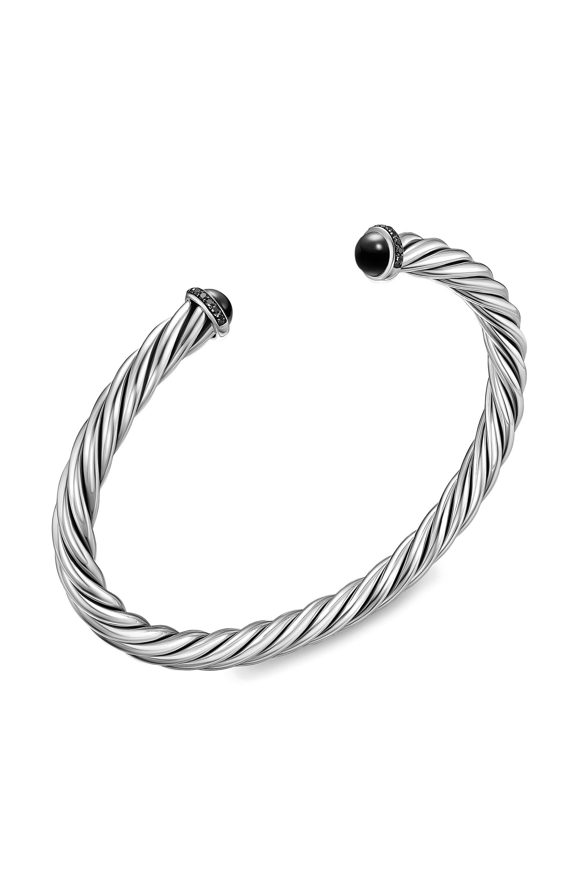 Cable Cuff Bracelet, Sterling Silver with Diamonds