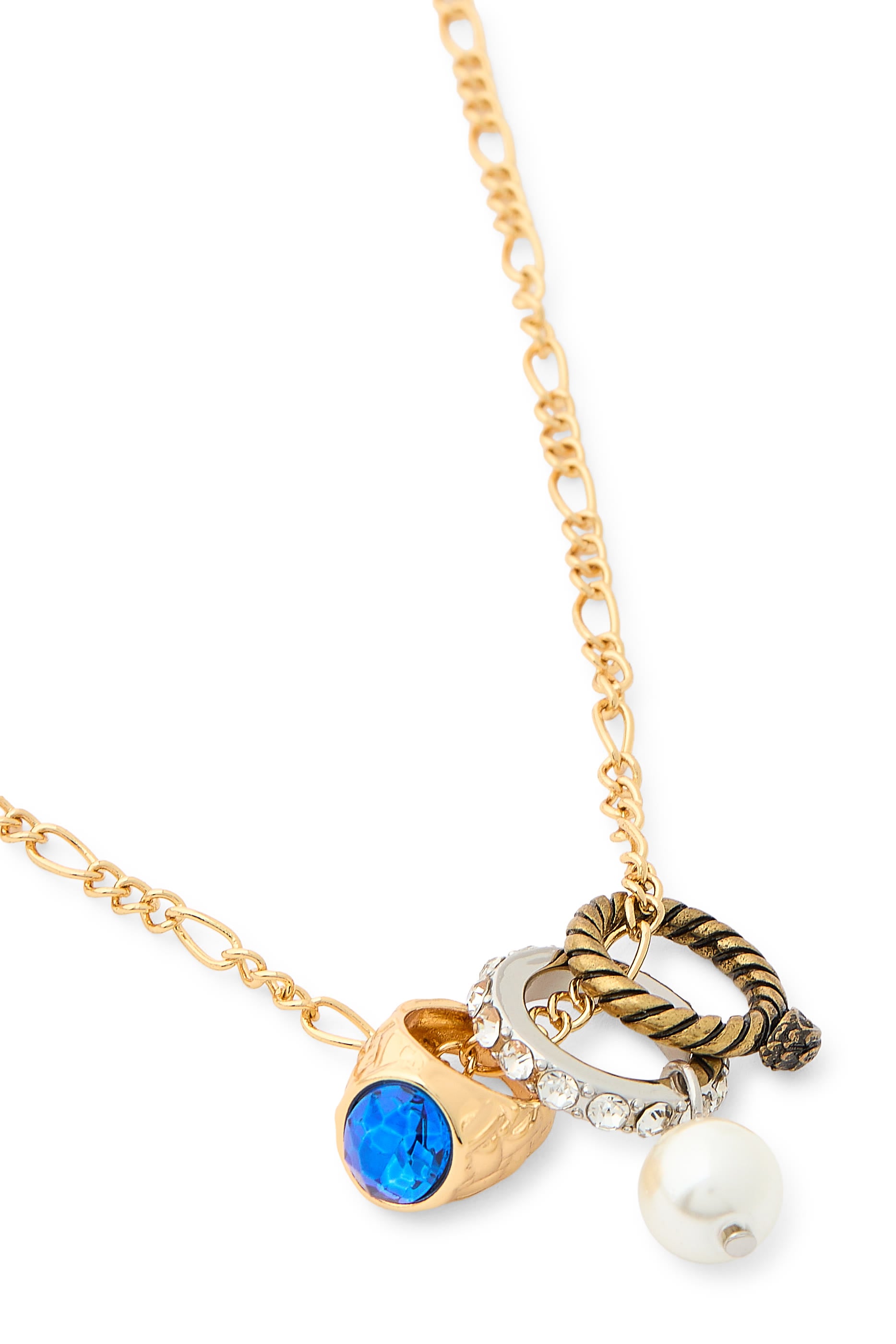Vintage Charm Necklace, Brass & Charms