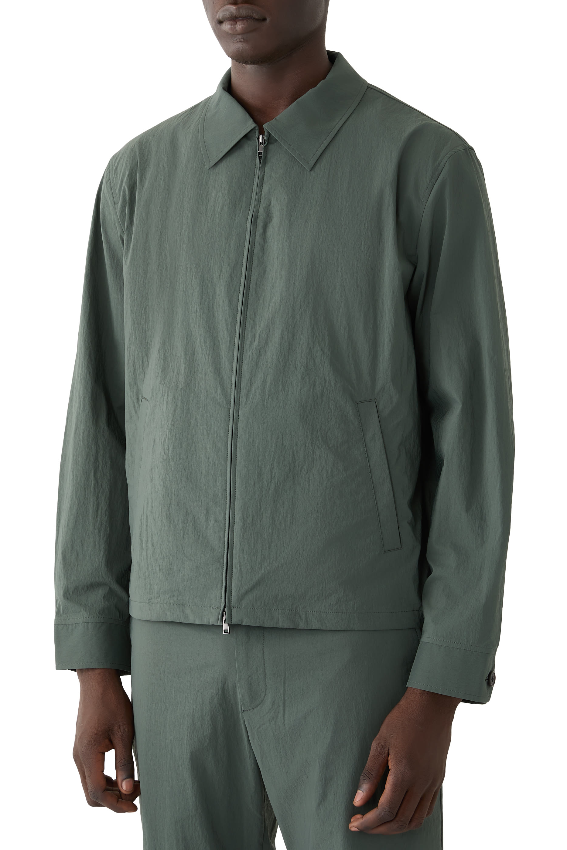 City Zip Jacket in Textured Nylon 