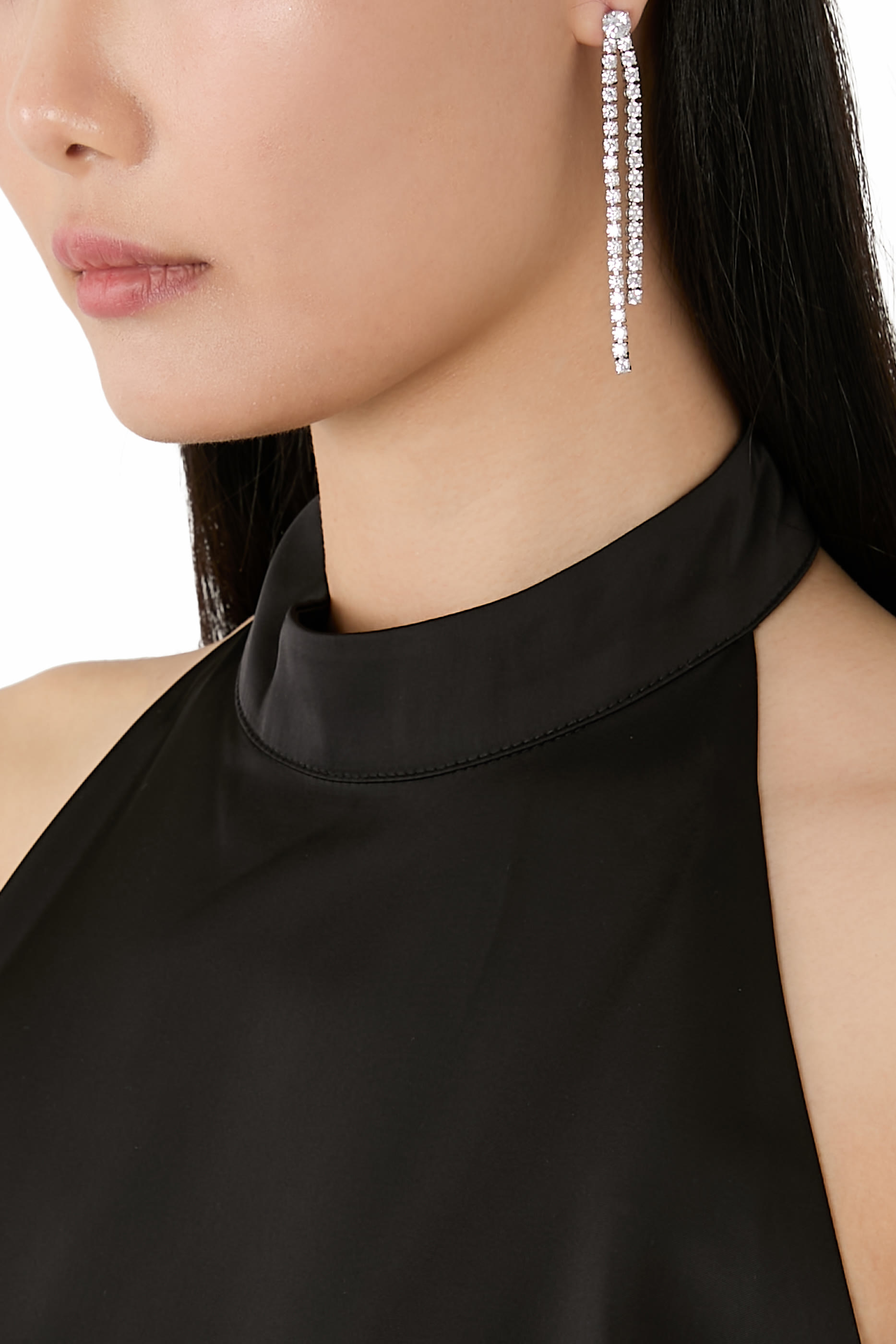 Solitaire Tennis Drop Earrings,  Sterling Silver & Cubic Zirconia