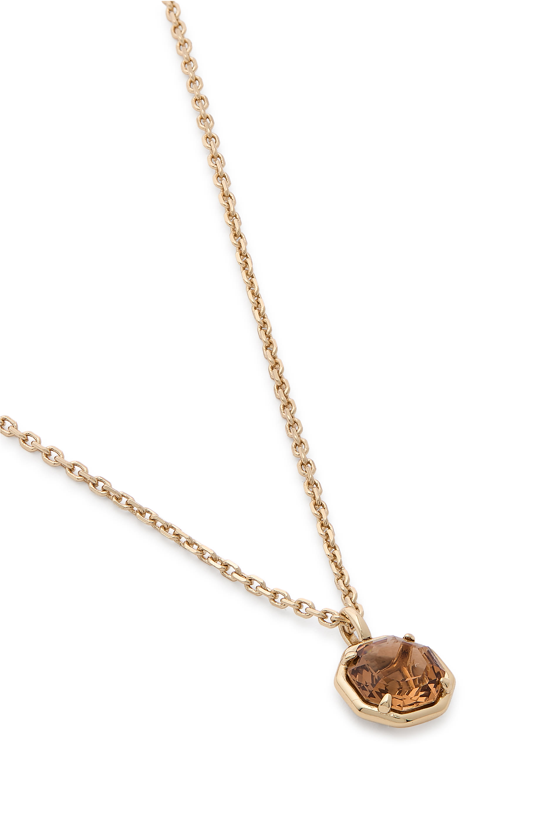 Octagon Stone Pendant Necklace, Metal & Crystal