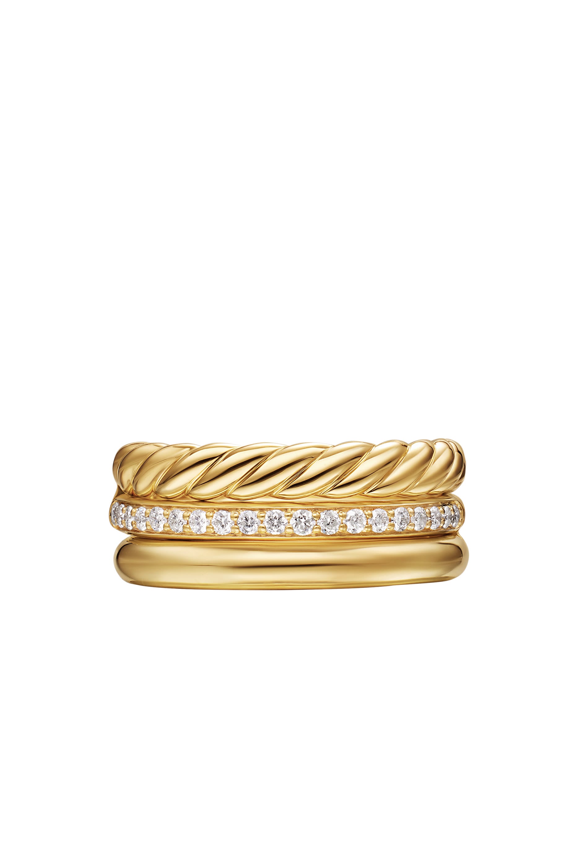  DY Mercer® Three Row Ring, 18K Yellow Gold & Diamonds