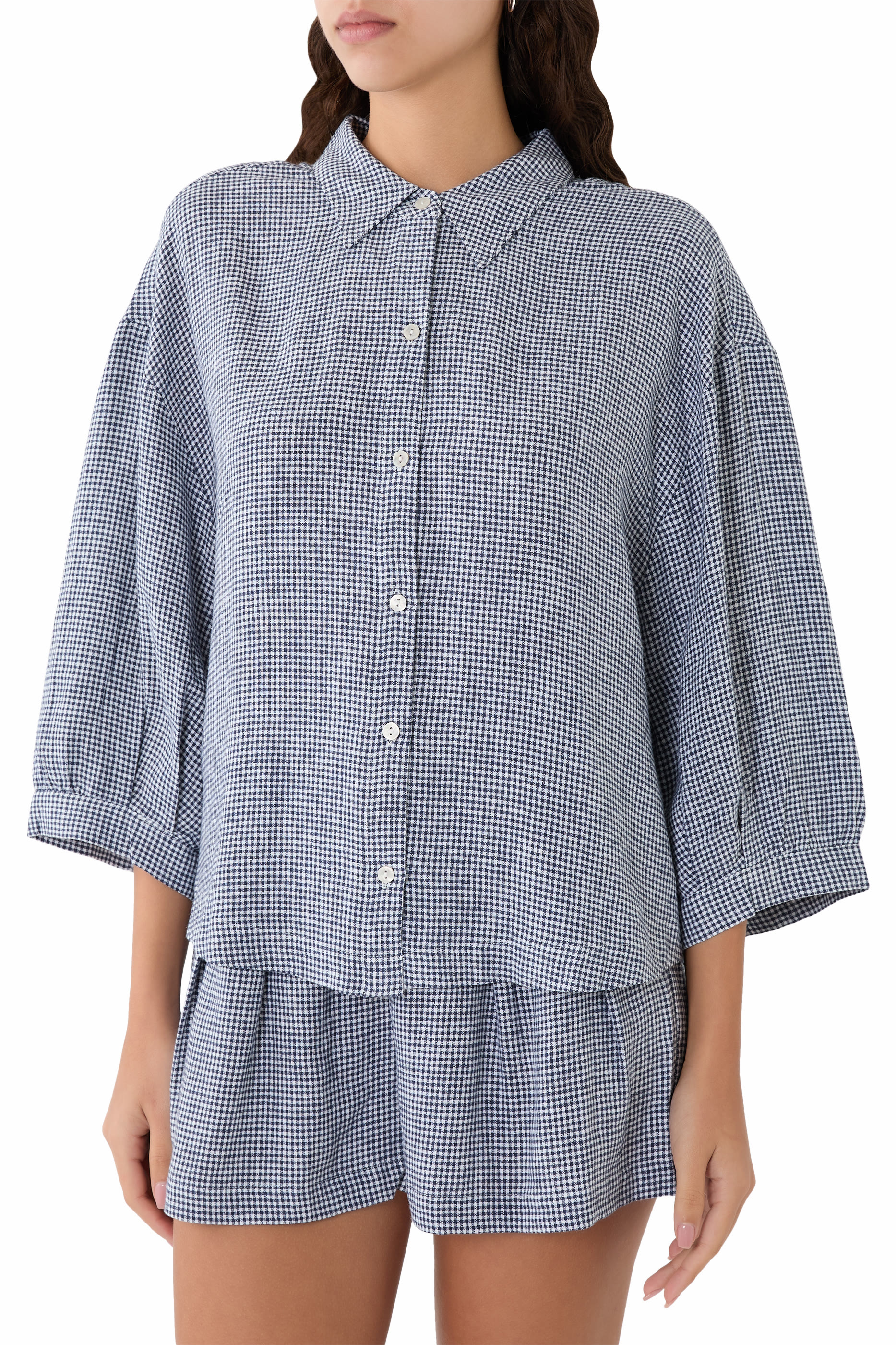 Linen Blend Relaxed Quarter Sleeve Top 