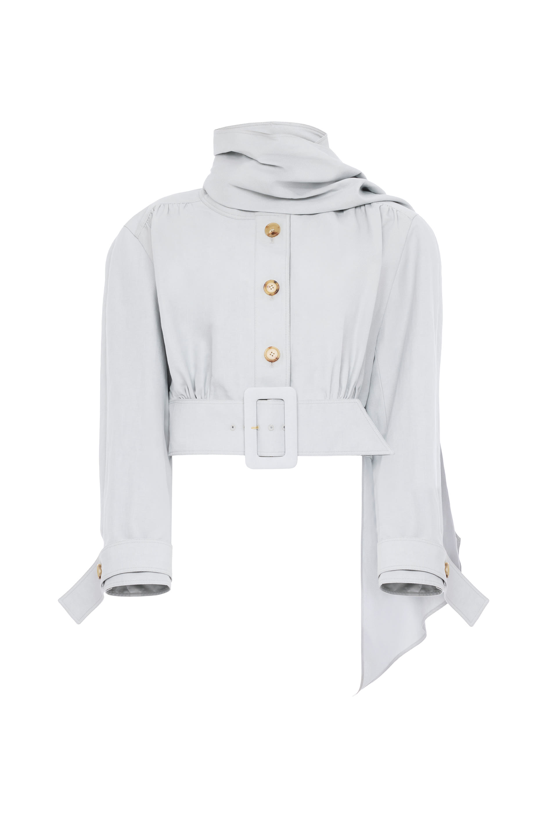 Cropped Scarf Jacket in a Linen-Cotton Mix