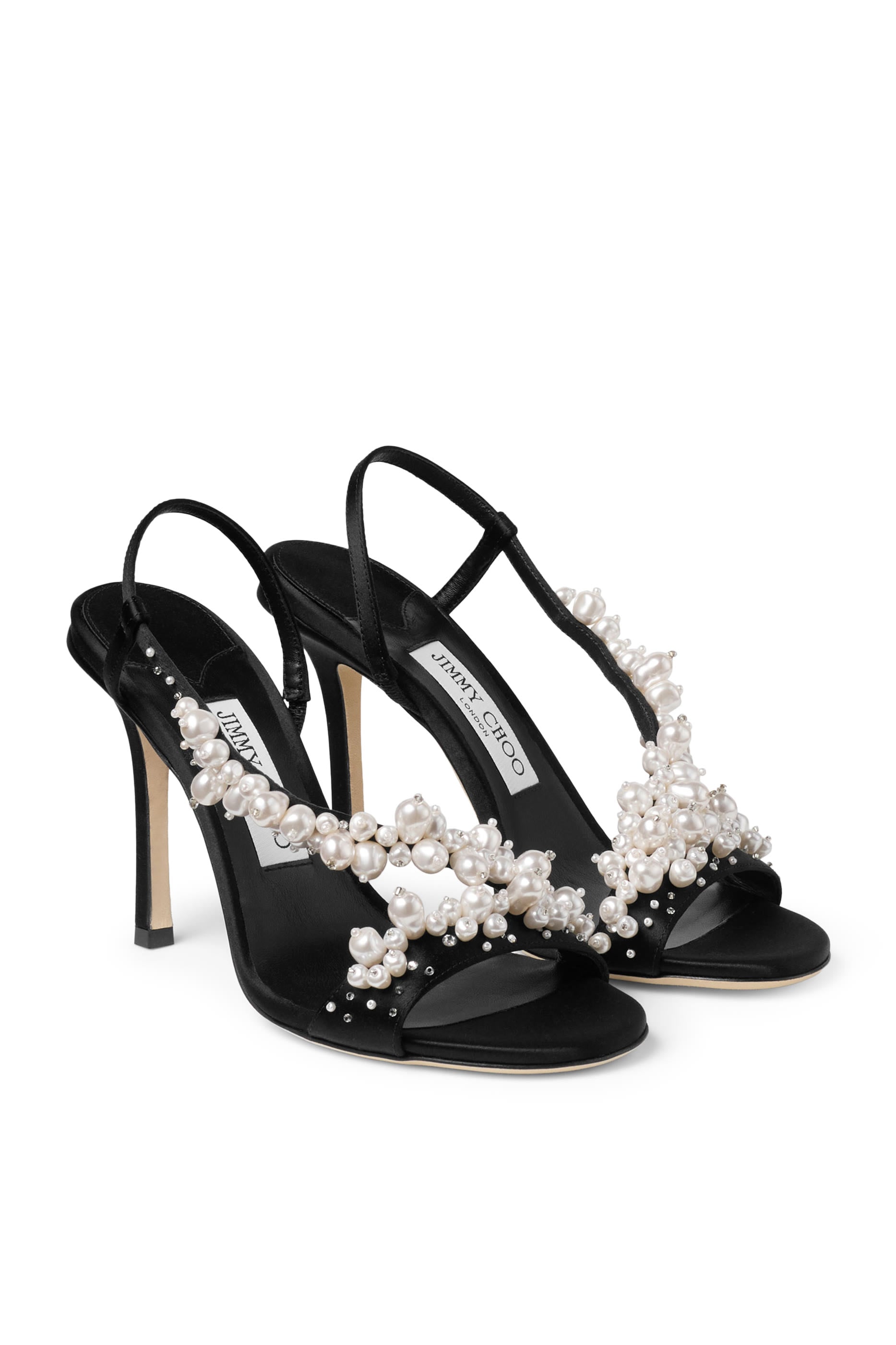  Irina Satin 100 Sandals with Pearl & Crystal Embroidery