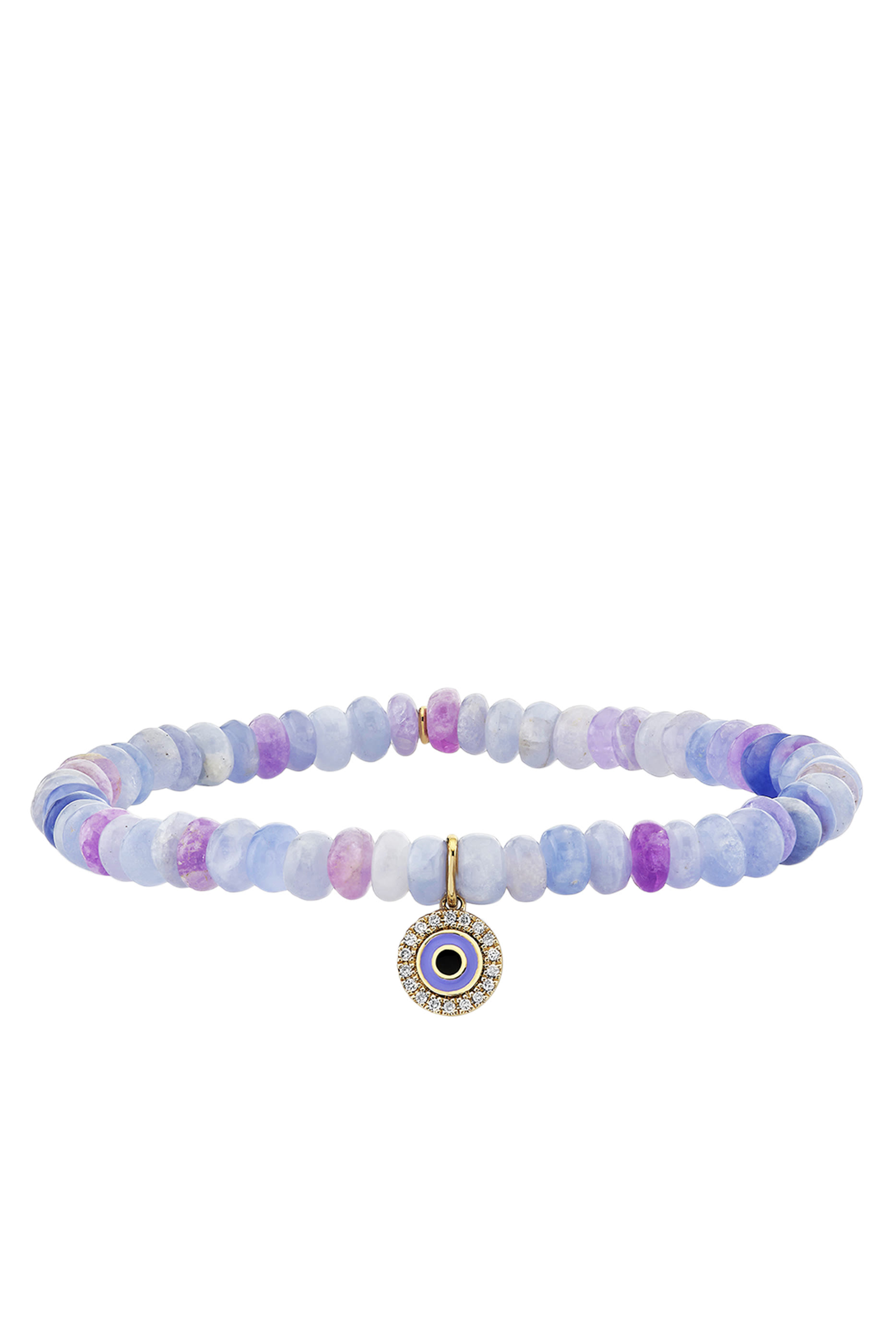 Kids Evil Eye Bracelet on Hackmanite, 14K Yellow Gold & Diamonds & Hackmanite