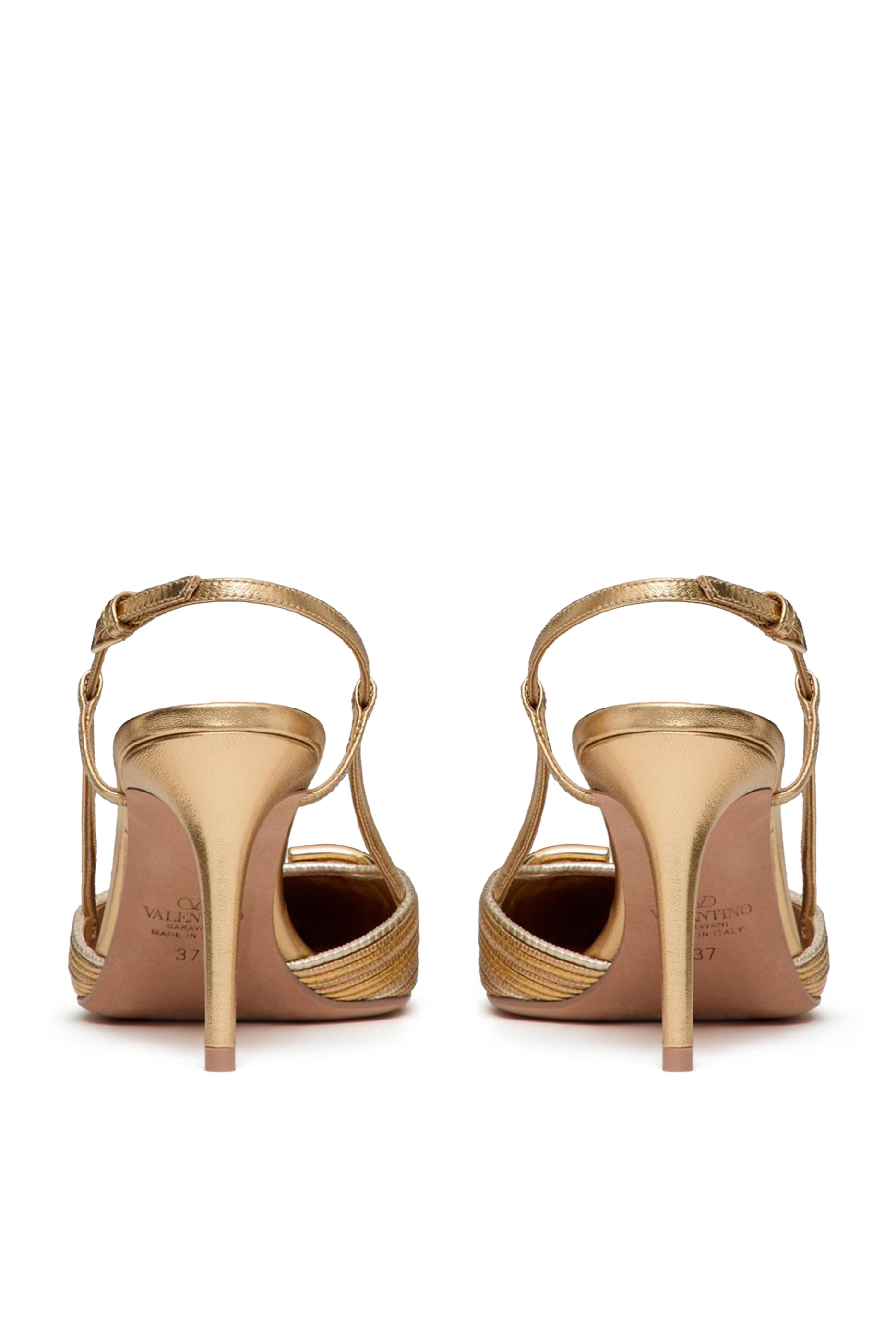VLogo Signature 80 Metallic Slingback Pumps with Cornely Embroidery