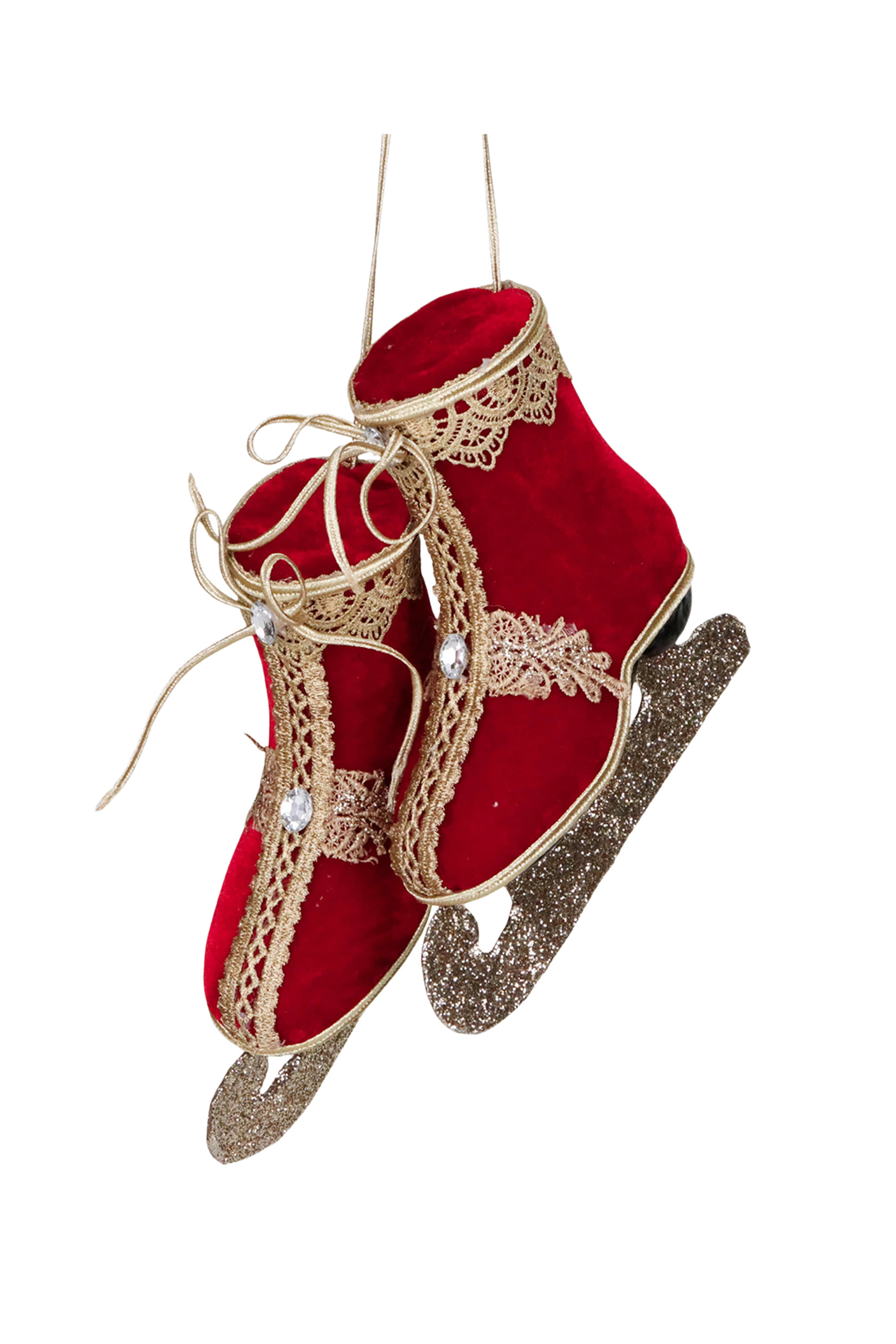 Fabric Lace Ice Skate Boots Ornament