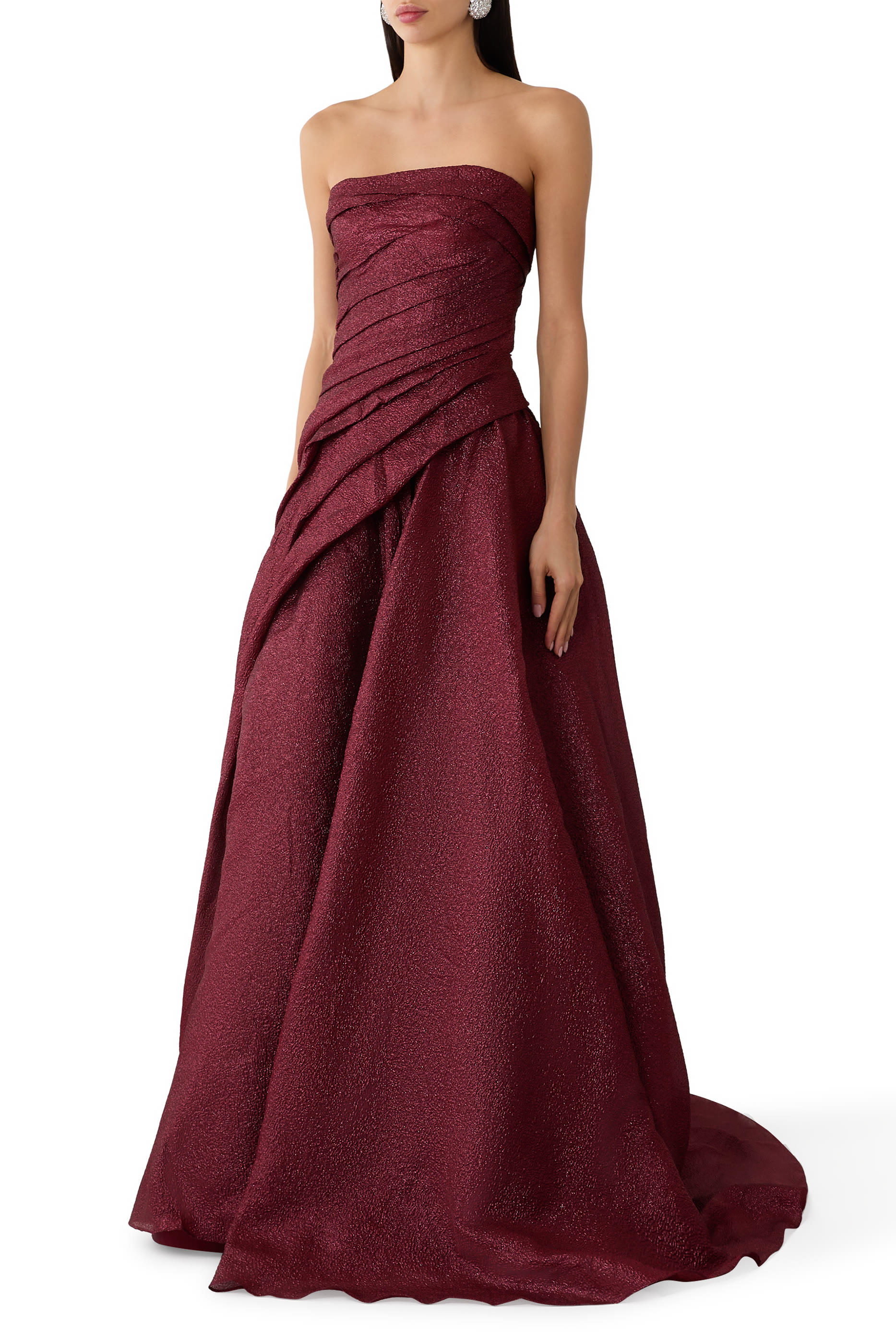 Draped Strapless Bustier Gown