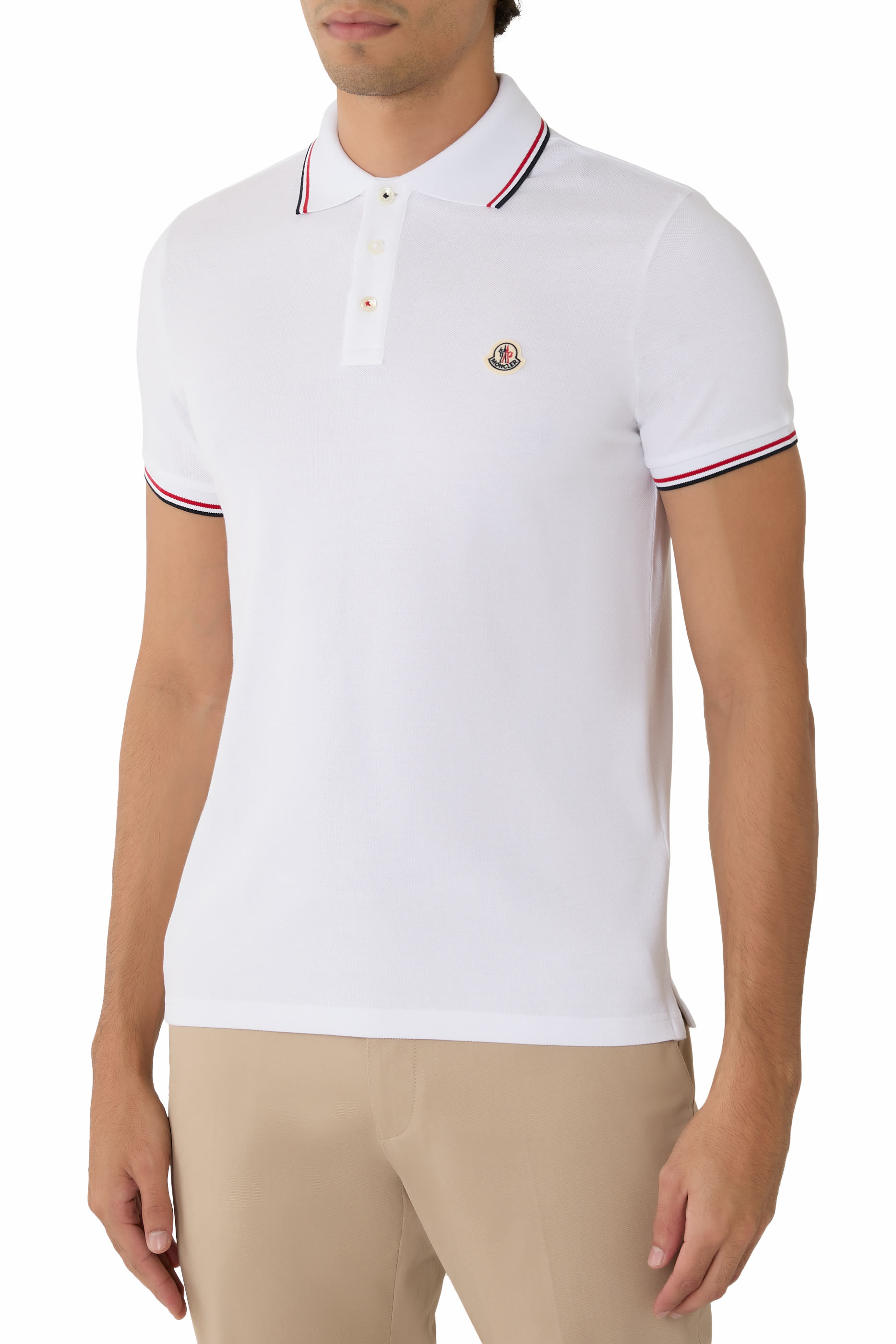 Tricolor-Trimmed Cotton Piquet Polo Shirt