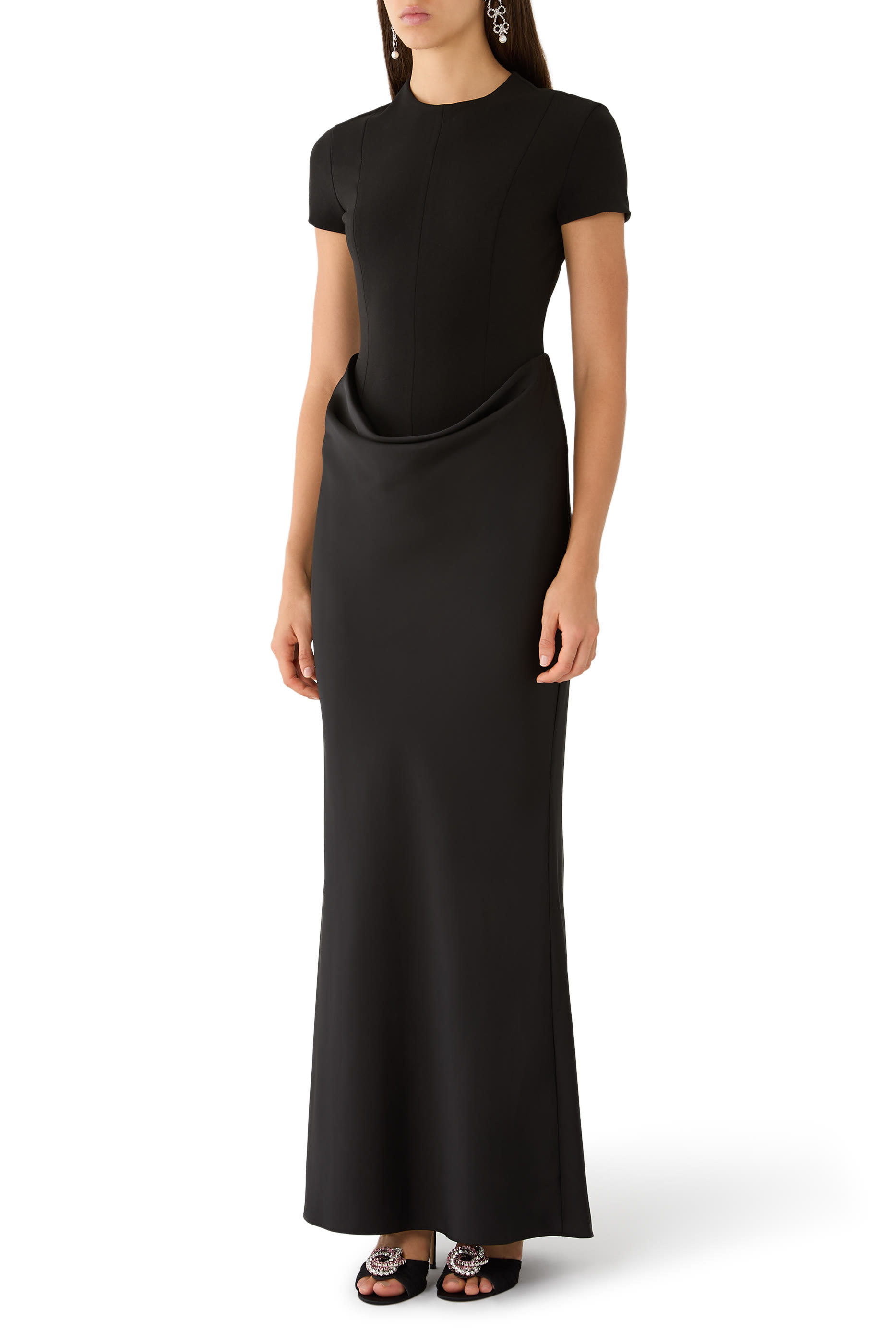 Capsleeve Draped Maxi Dress