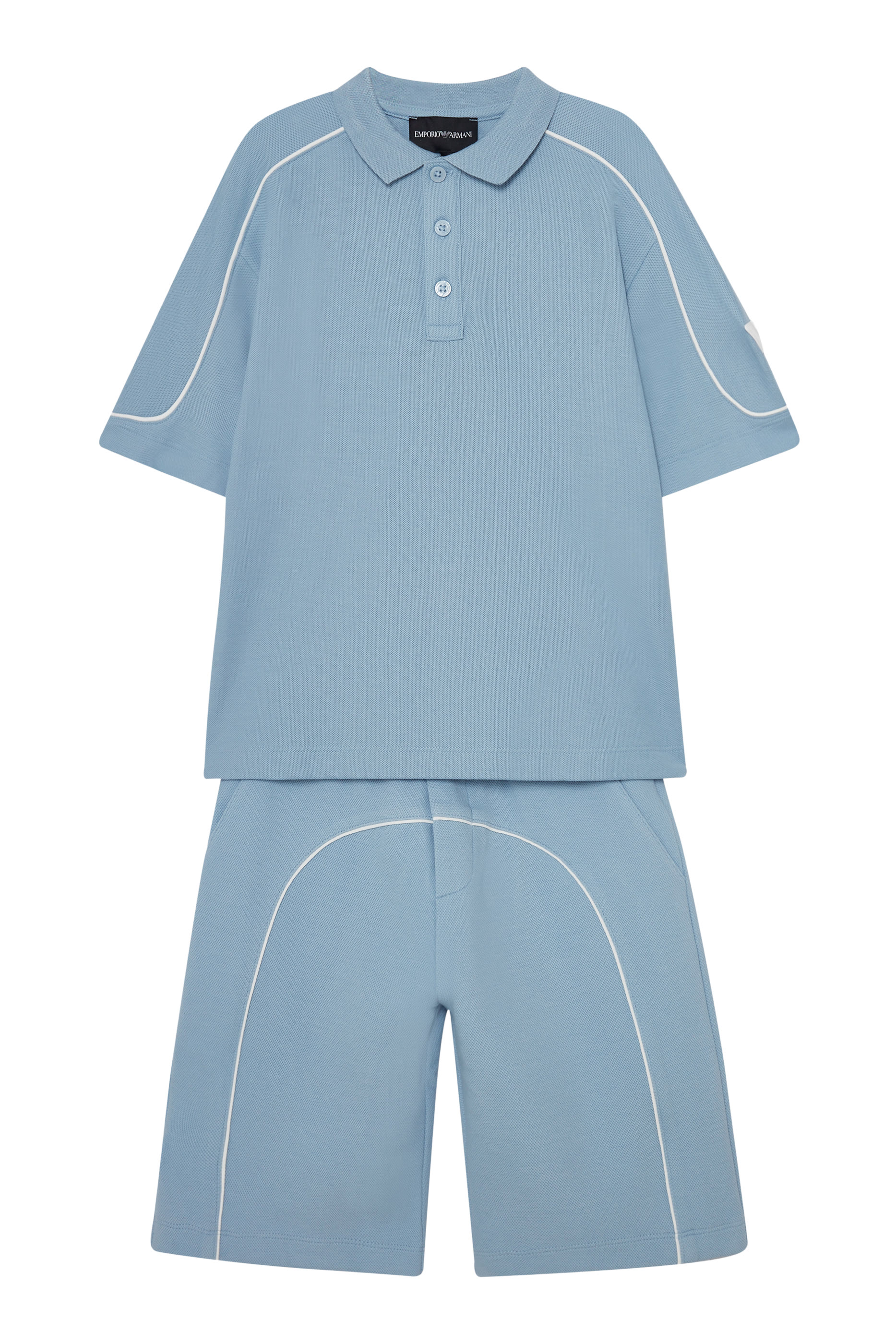Kids Logo & Piping Double-Jersey Piqué Bermuda Shorts