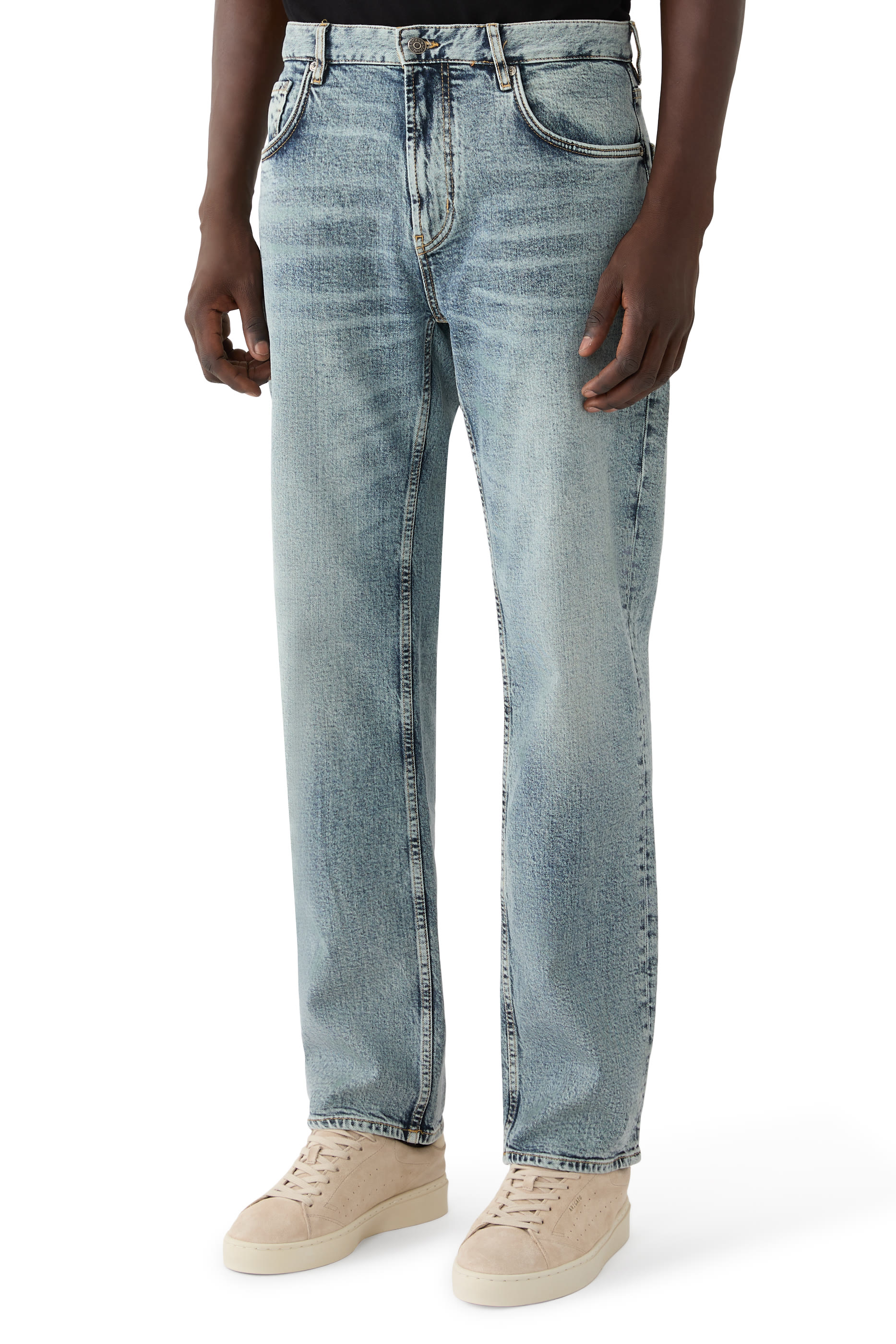Whiskering Five-Pocket Jeans