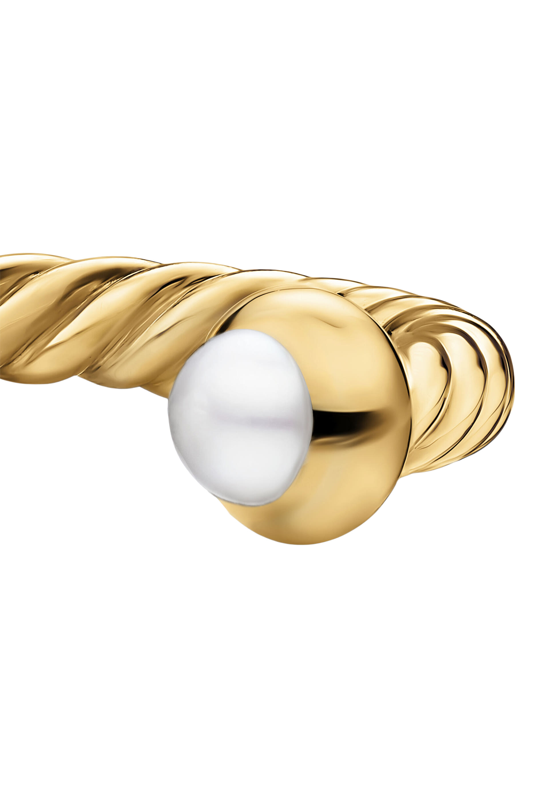 Micro Cablespira® Flex Open Ring,  18K Yellow Gold & Pearls