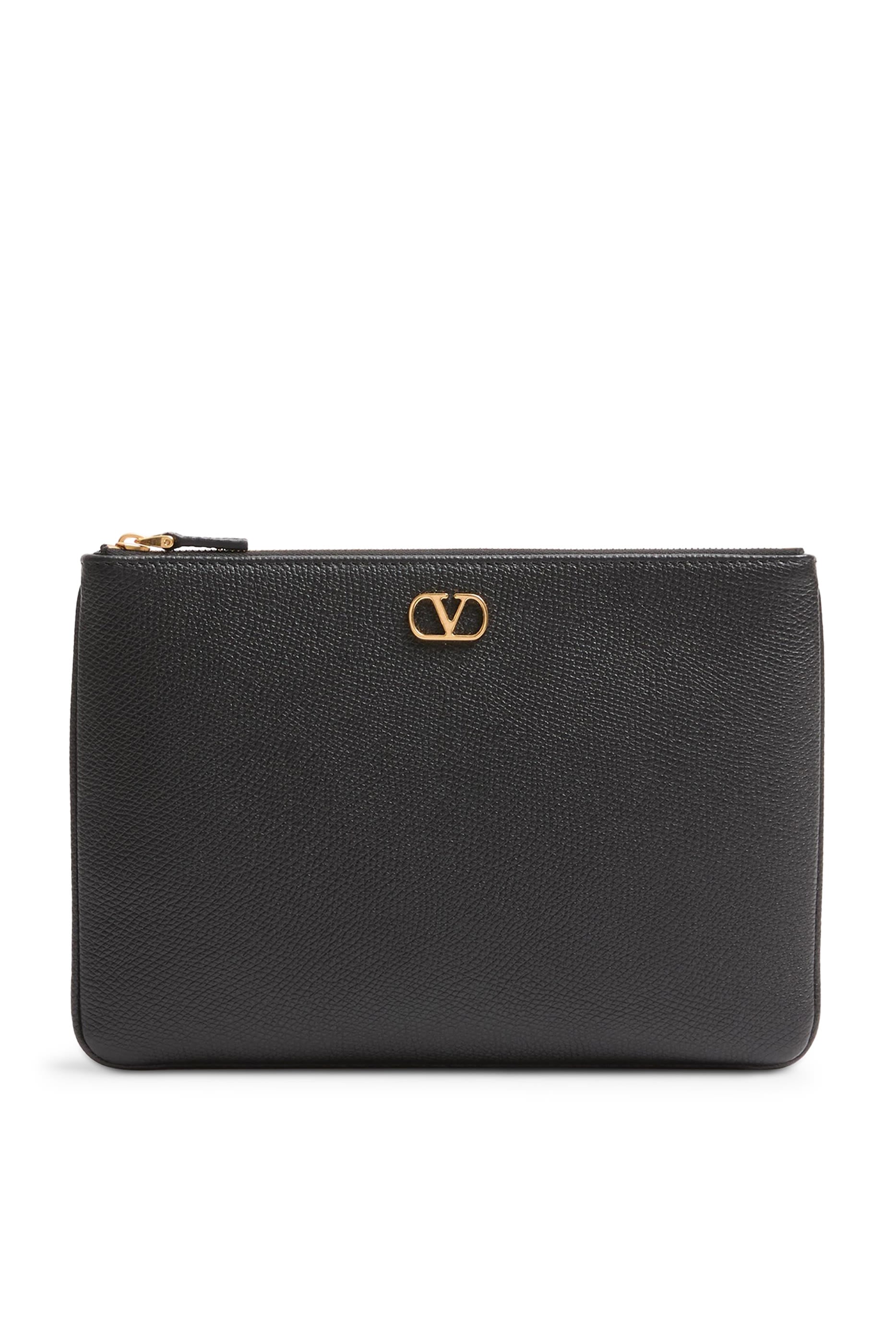VLogo Signature Grainy Calfskin Clutch Bag