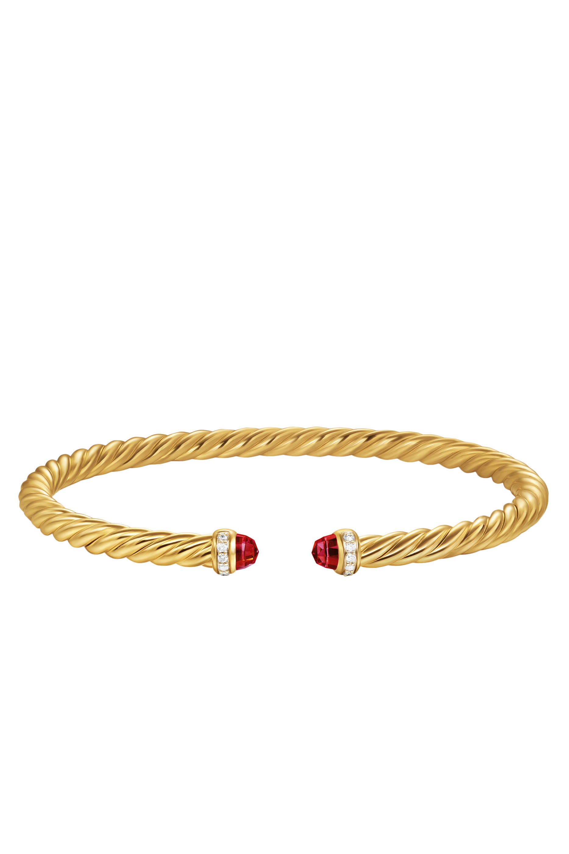 Cablespira&reg; Flex Bracelet, 18K Yellow Gold, Diamonds & Rhodolite Garnet