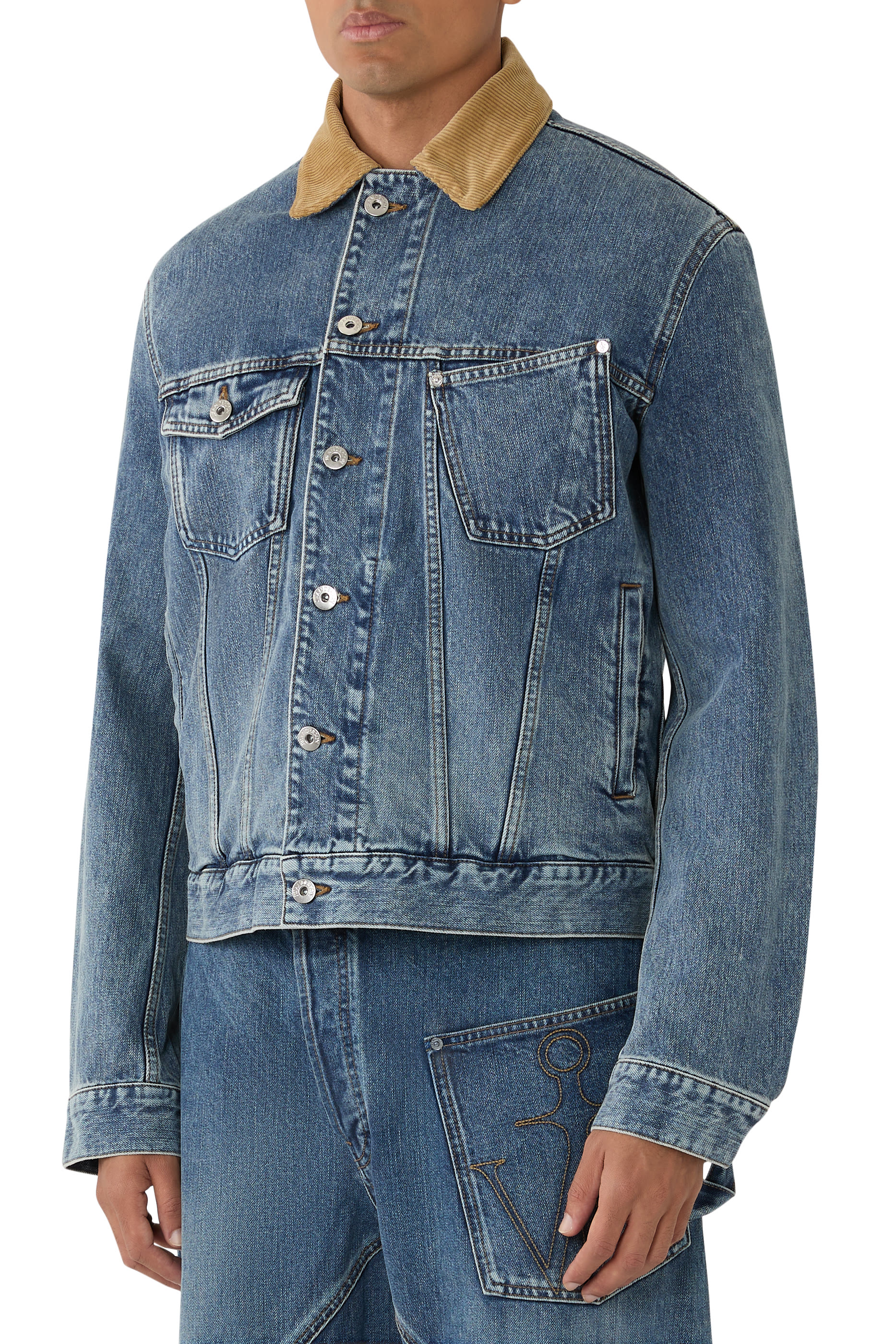 Corduroy Collar Denim Jacket 