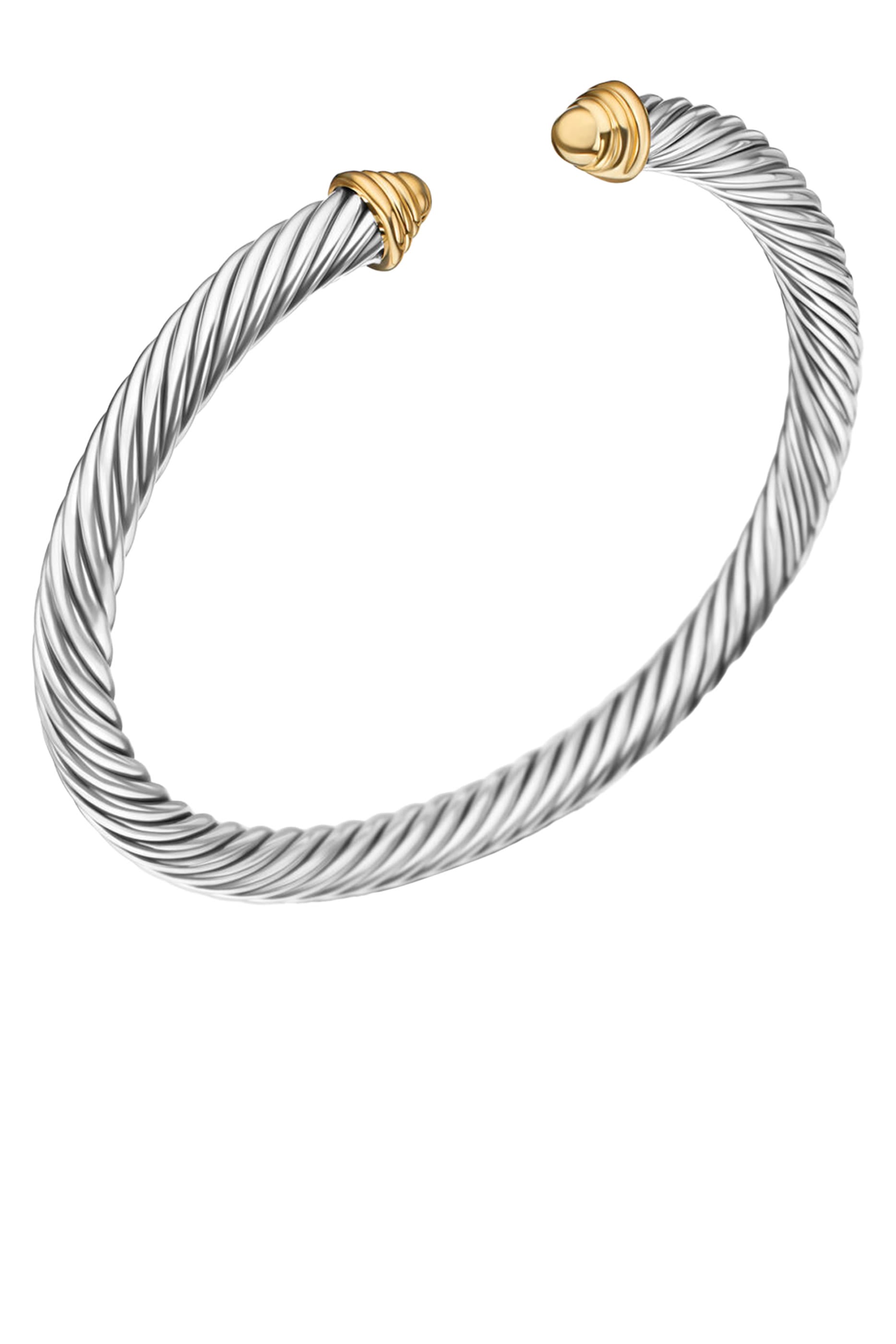 14K Yellow Gold Sterling Silver Classic Cable Bracelet