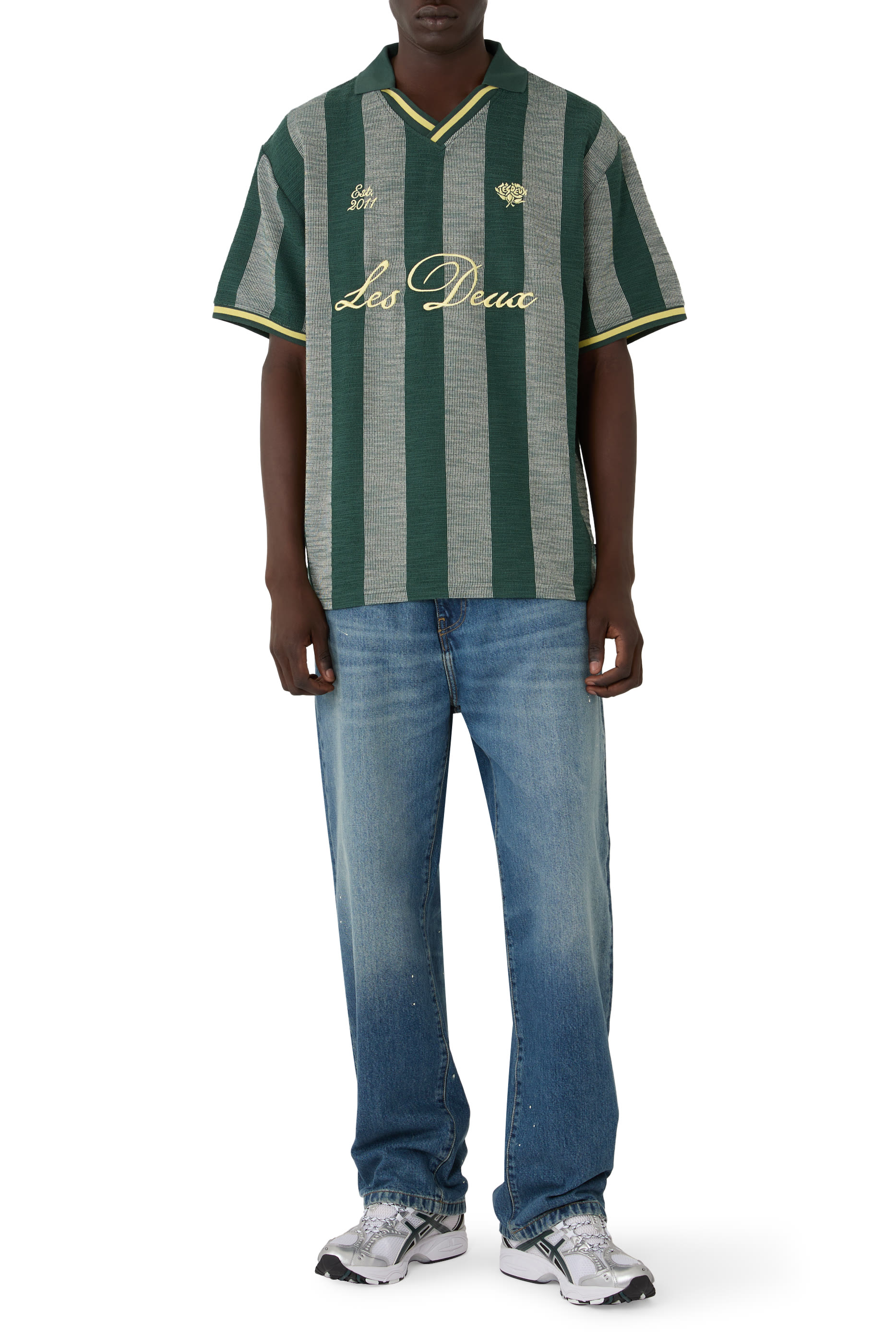 Stripe Jacquard Football Jersey T-Shirt 