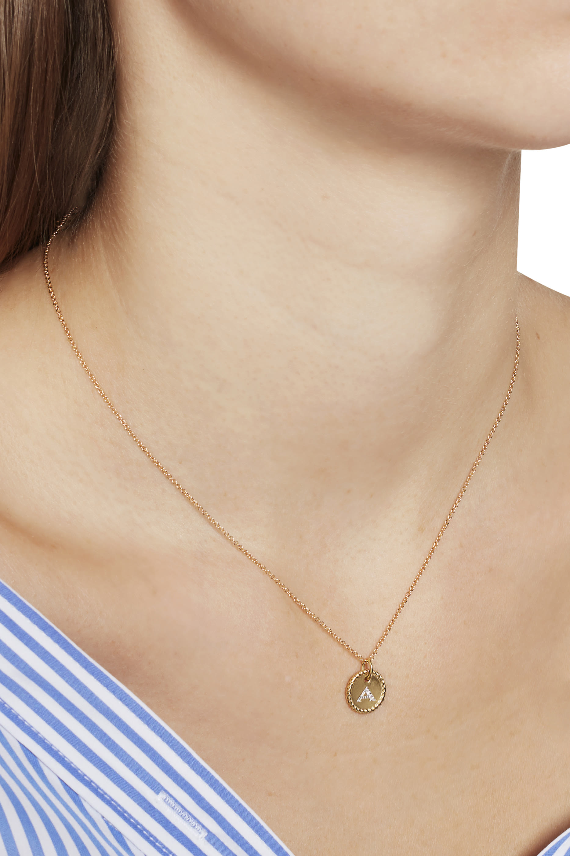 Initial Charm Necklace with Diamonds