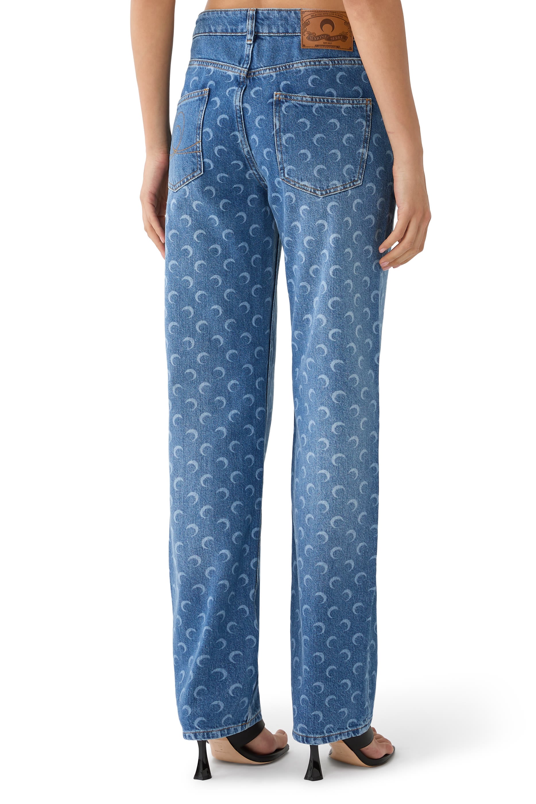 Moon Laser Blue Wash Denim Straight Jeans