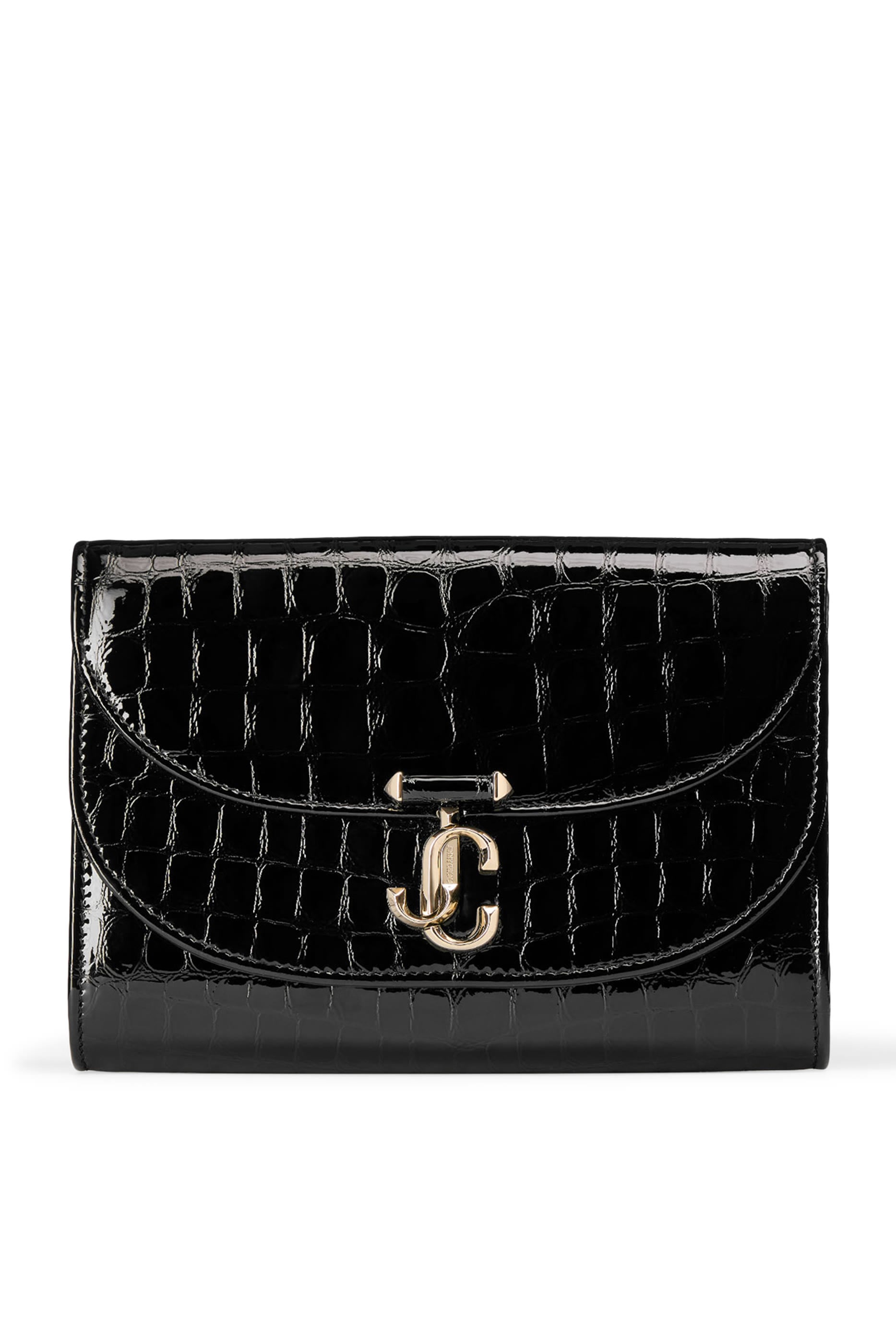 Croc-Embossed Curve Clutch Bag