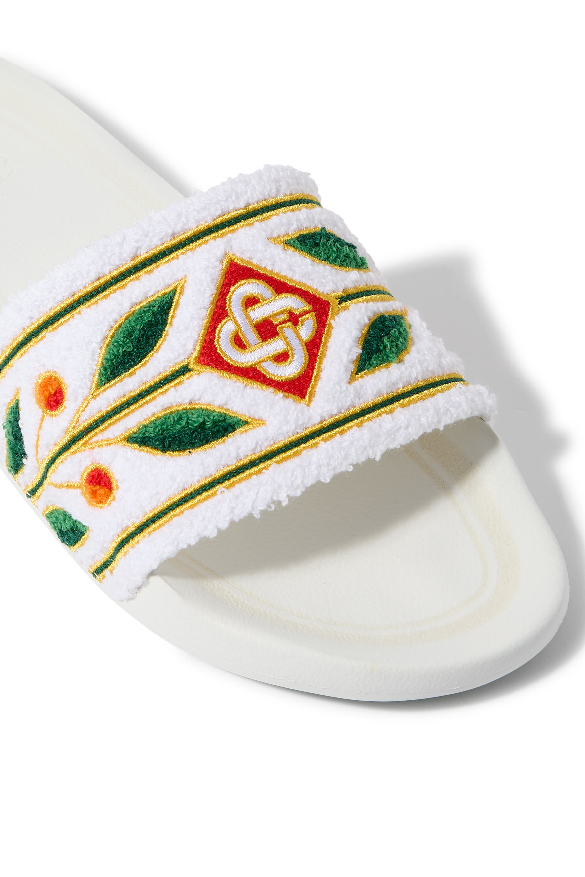 Embroidered Terry Slides